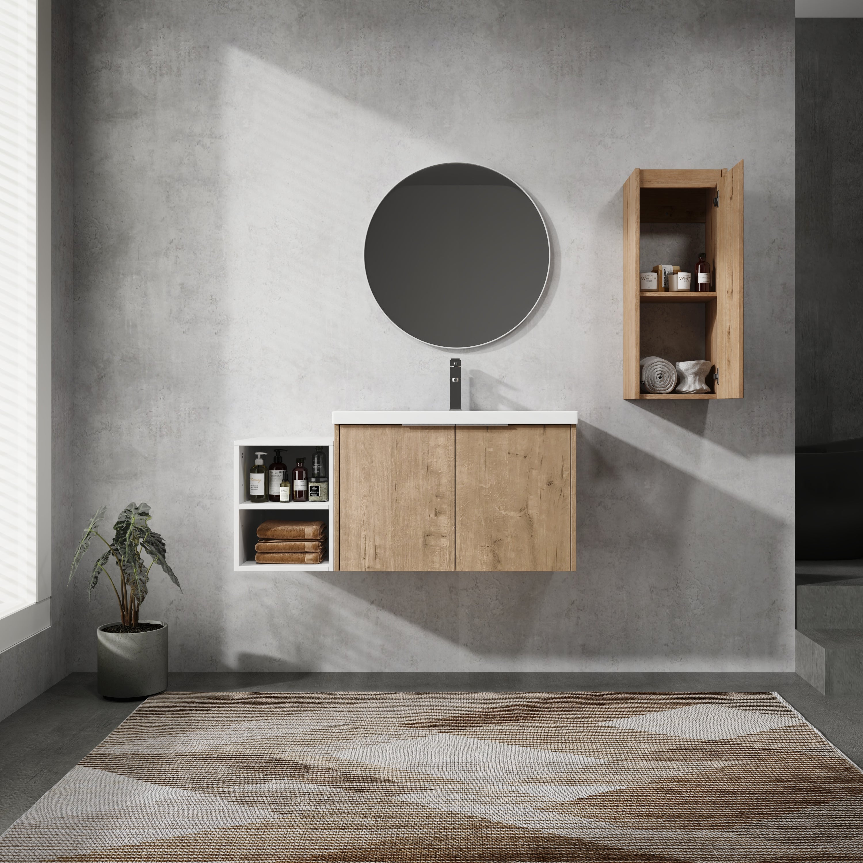 Wall-Mounted Bathroom Vanity with Sink & Cabinet