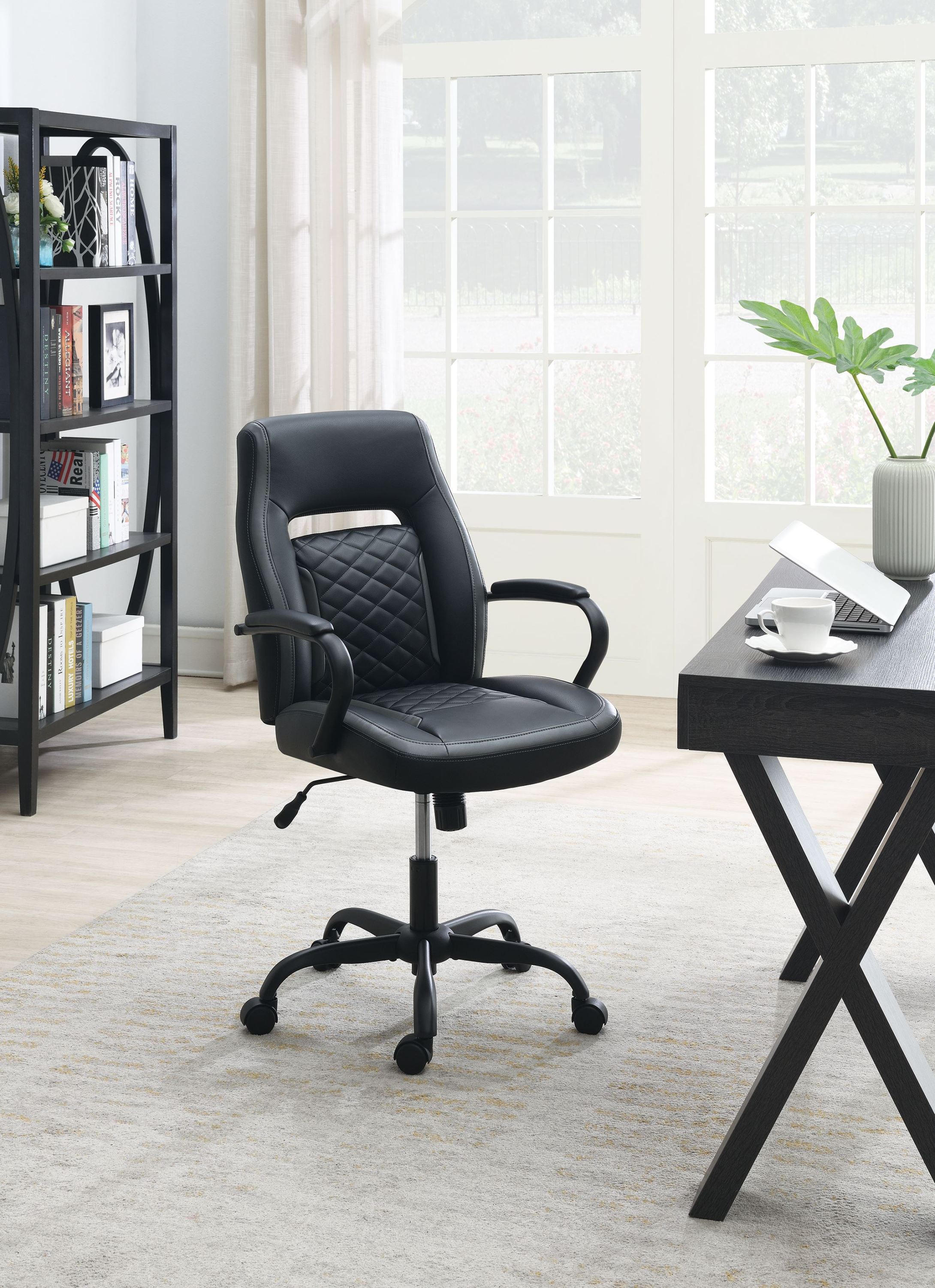 Black Faux Leather Office Chair | Ergonomic & Adjustable