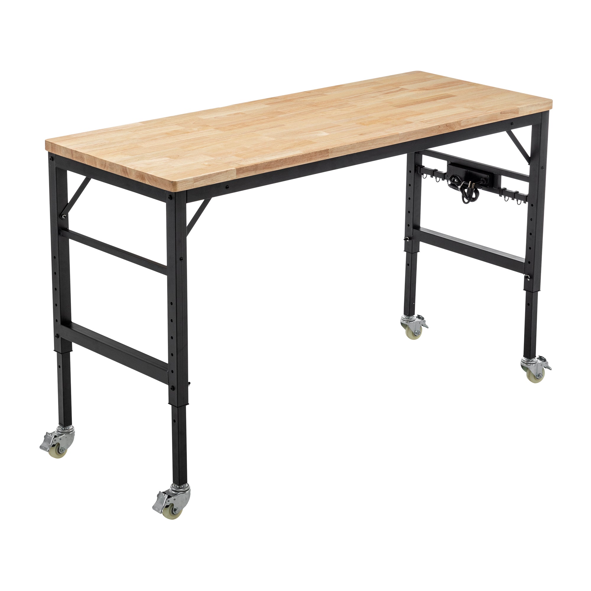 60" Adjustable Workbench w/ Power Outlets & Wheels - 2000 LBS