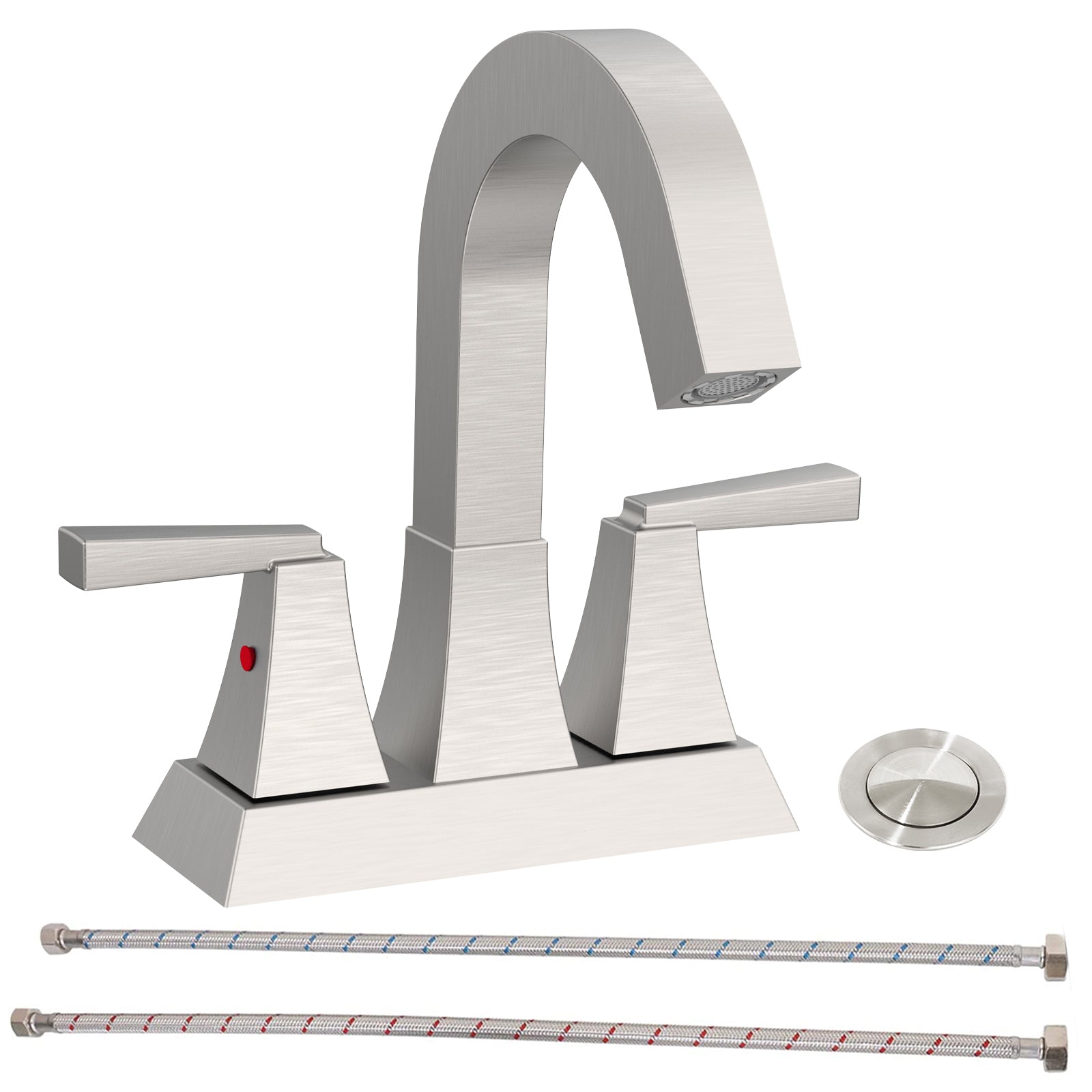 Brushed Nickel Bathroom Faucet, 4" Centerset