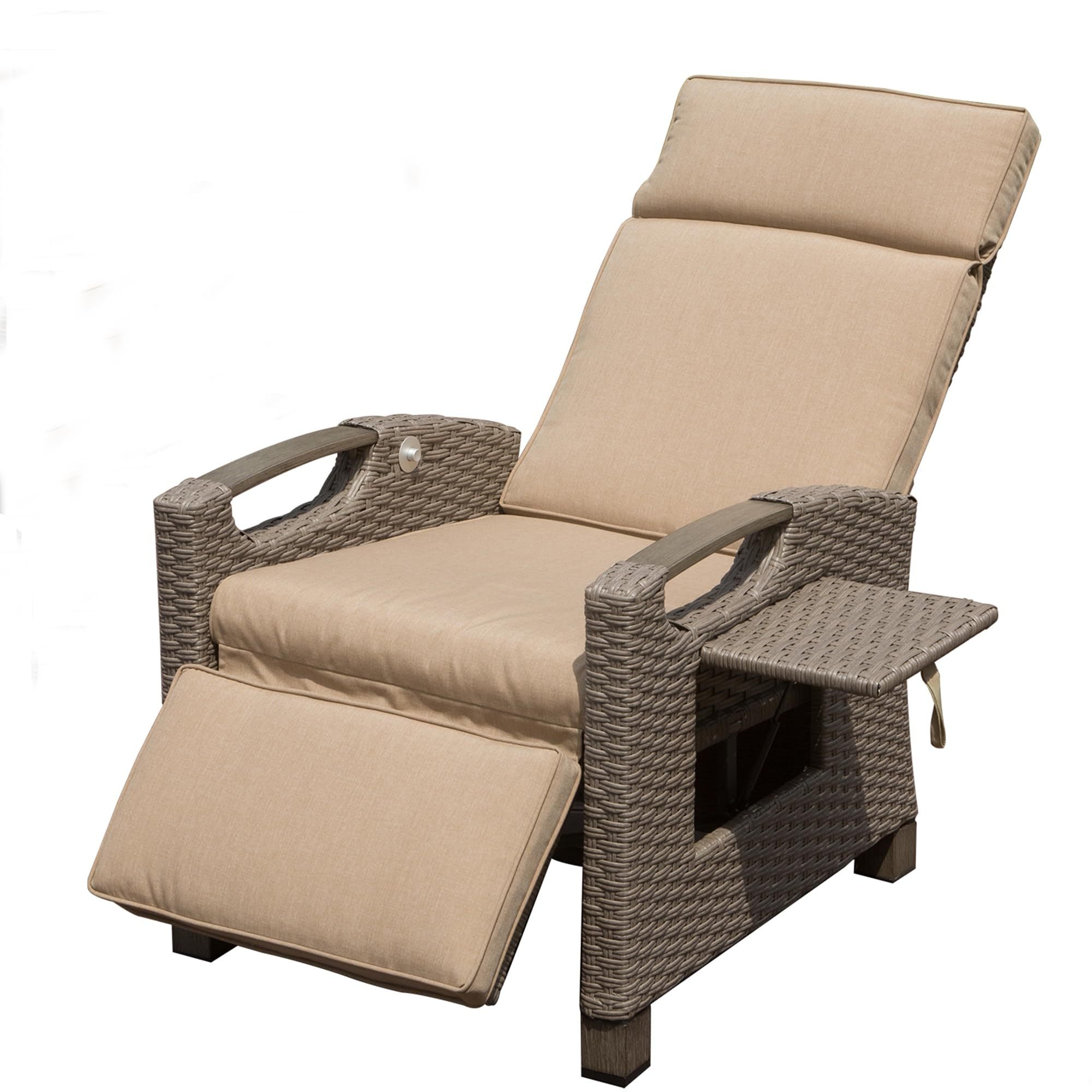 Wicker Patio Recliner Chair with Thick Cushions