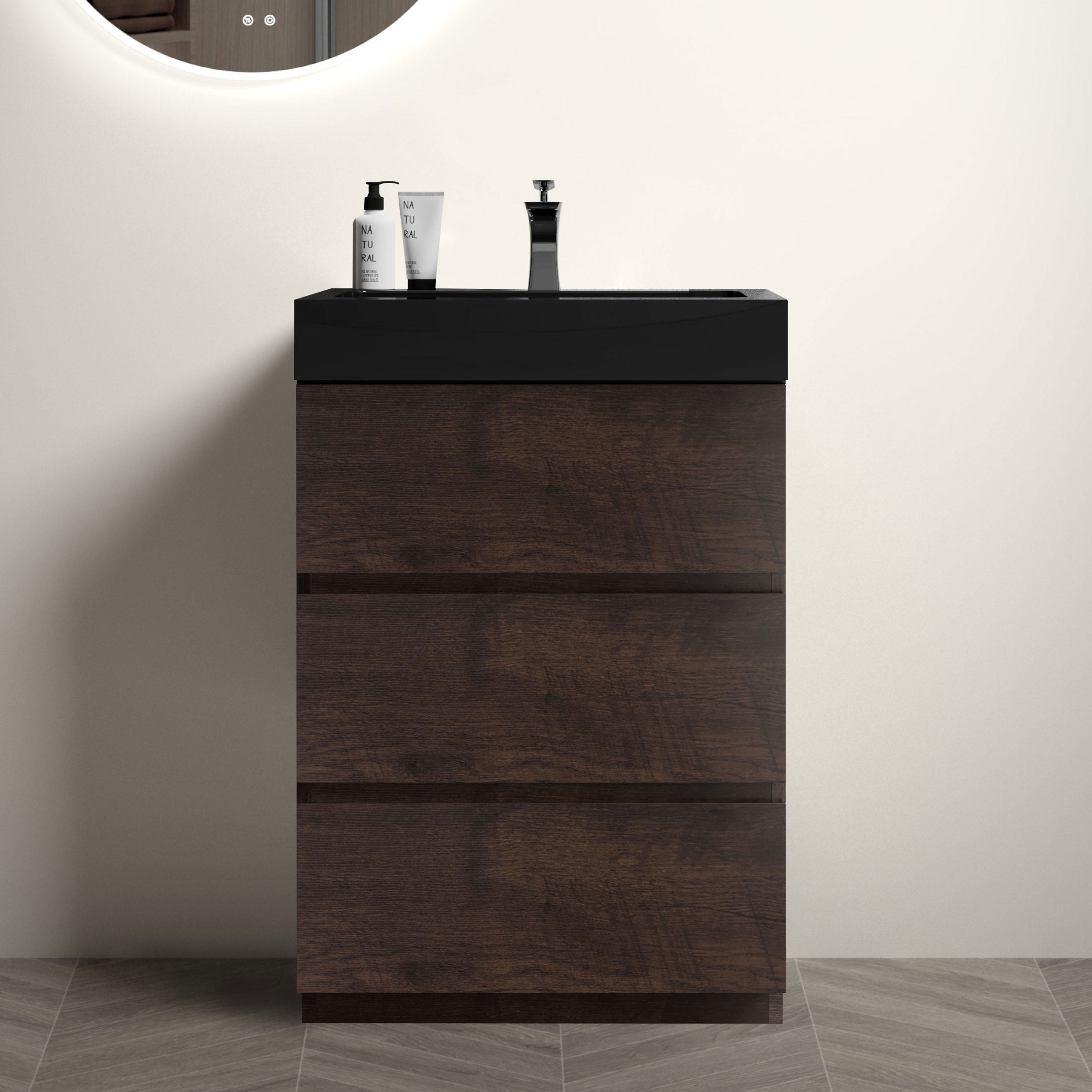 Alice 24" Walnut Vanity: Modern Bathroom Storage