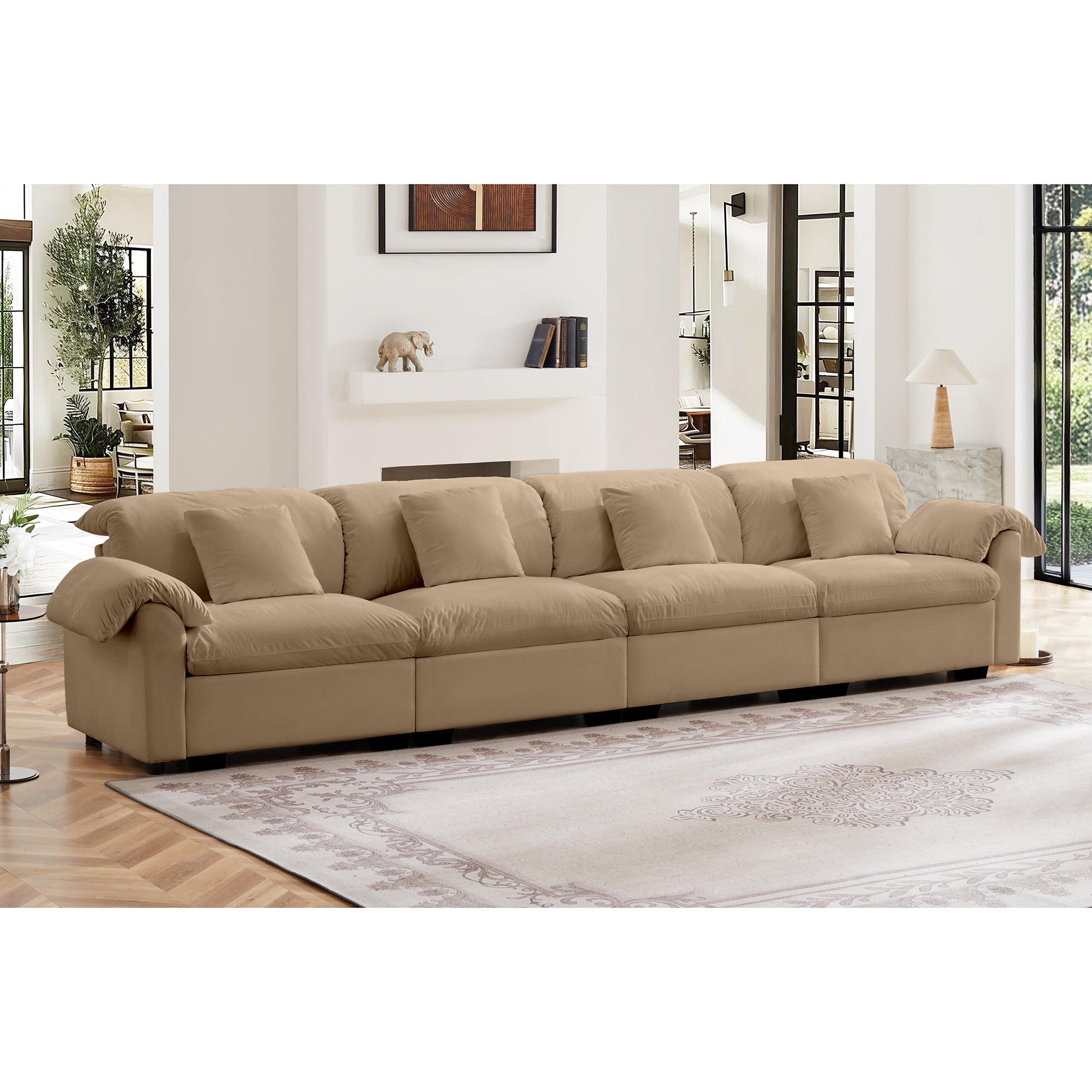 Oversize Velvet Sofa: 4-Seater w/ Storage