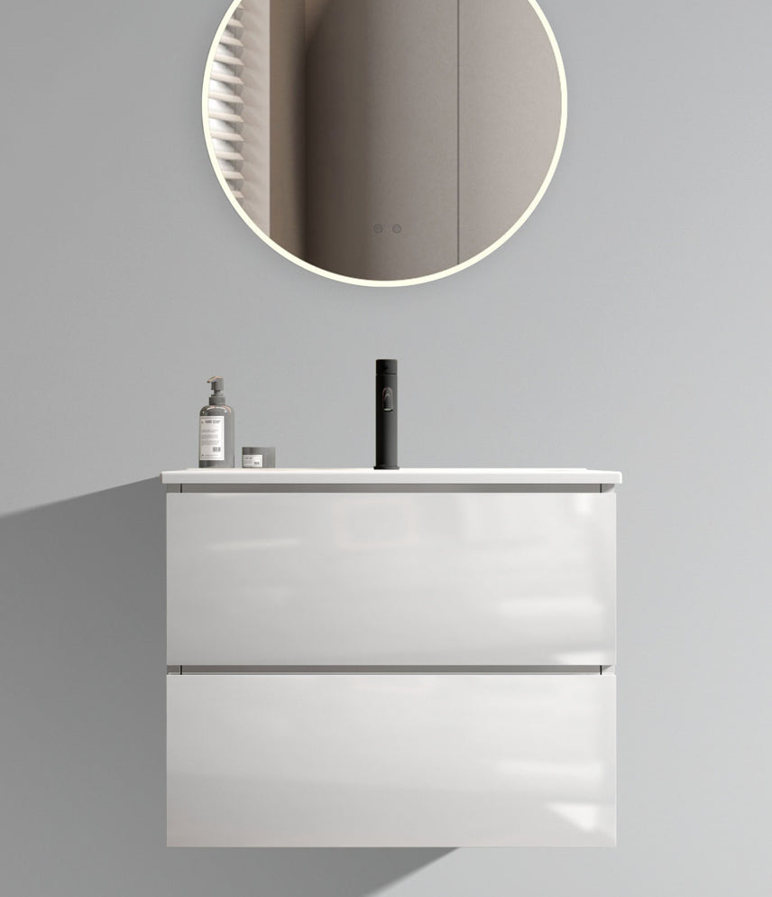 24" White Glossy Bathroom Vanity w/ Sink
