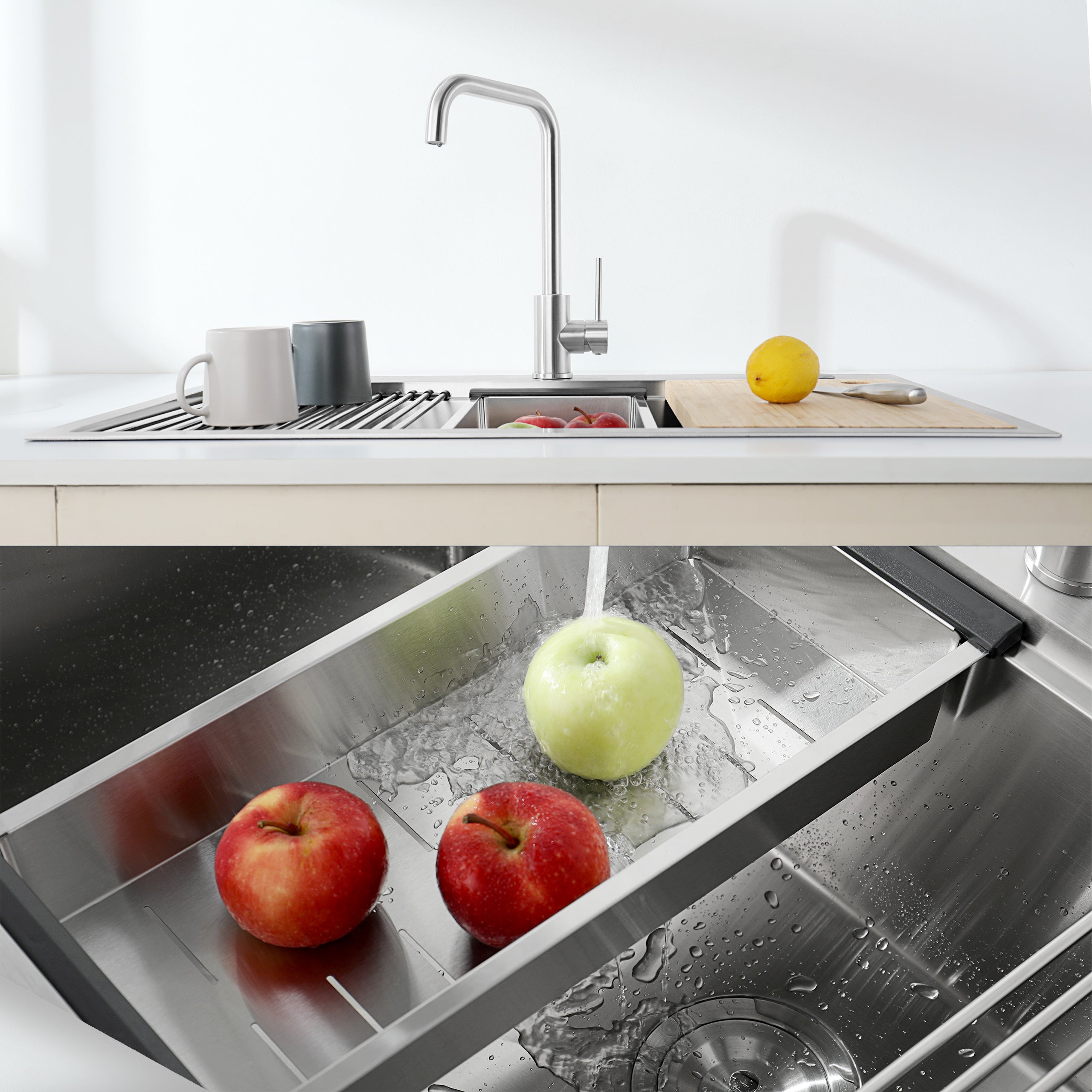 33"x22" Handmade Modern Kitchen Sink w/Accessories