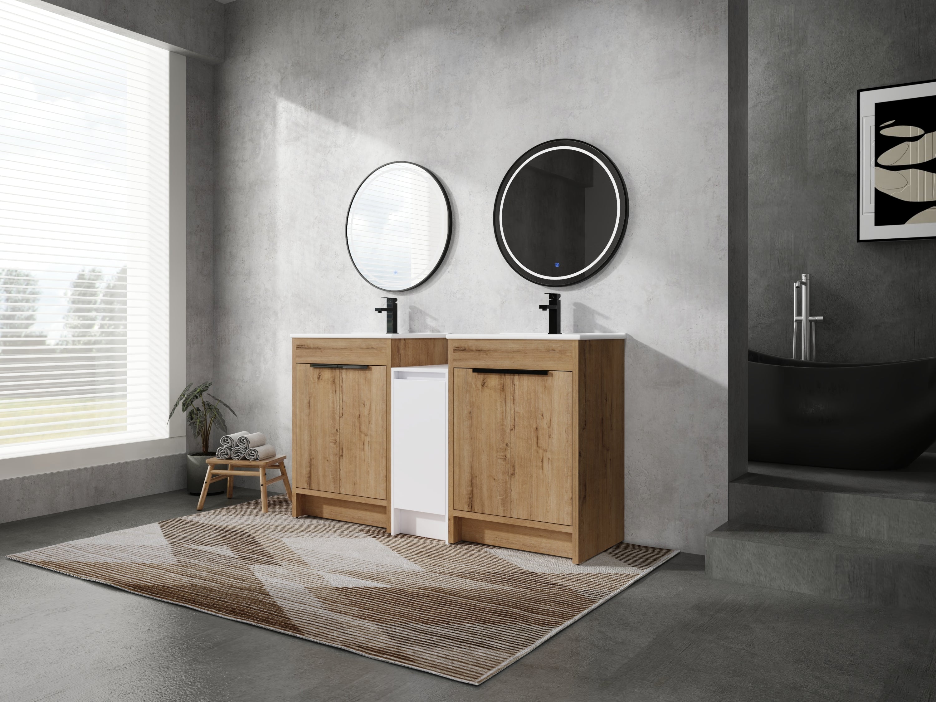 60" Freestanding Bathroom Vanity with Sink & Storage