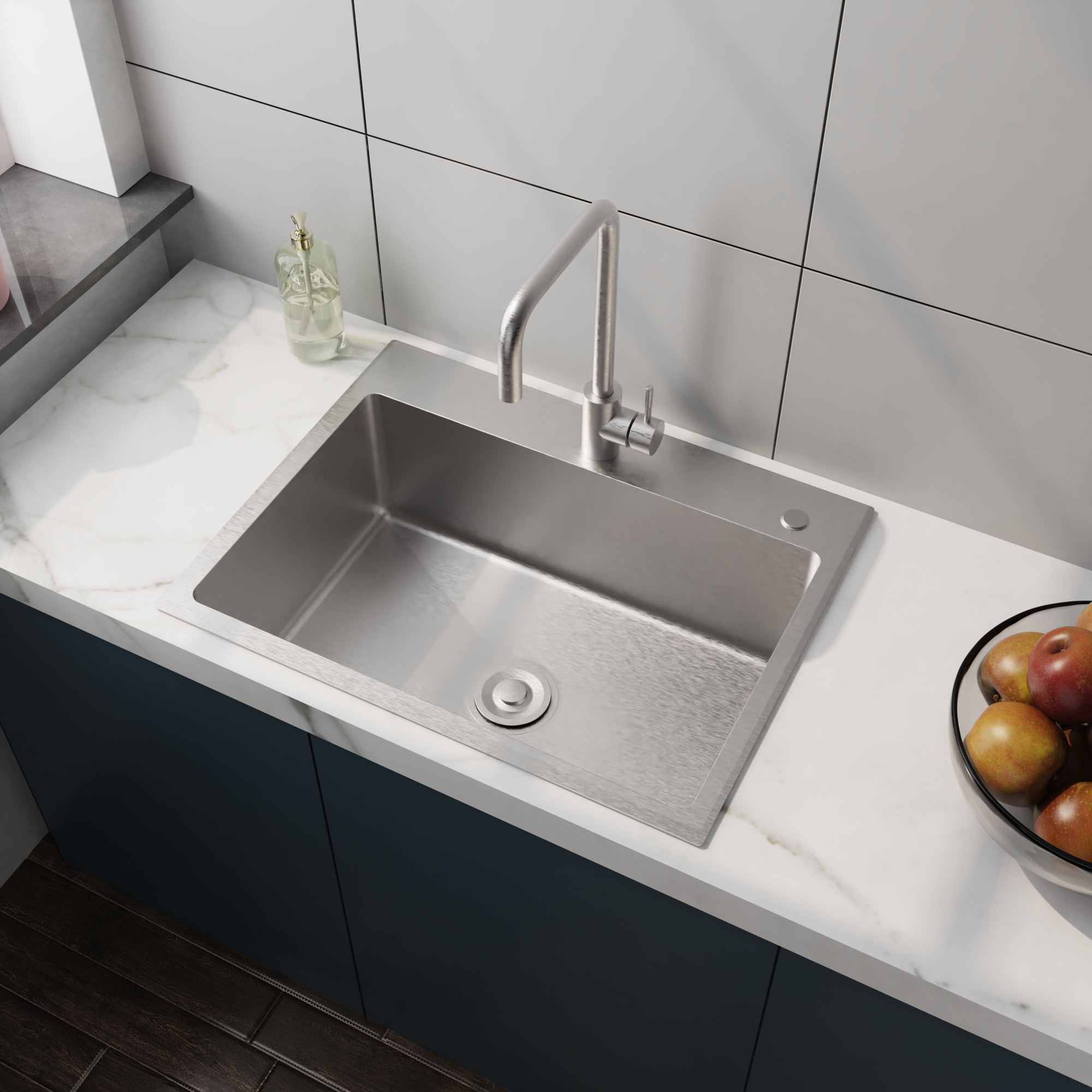 24" Stainless Steel Kitchen Sink w/ Faucet