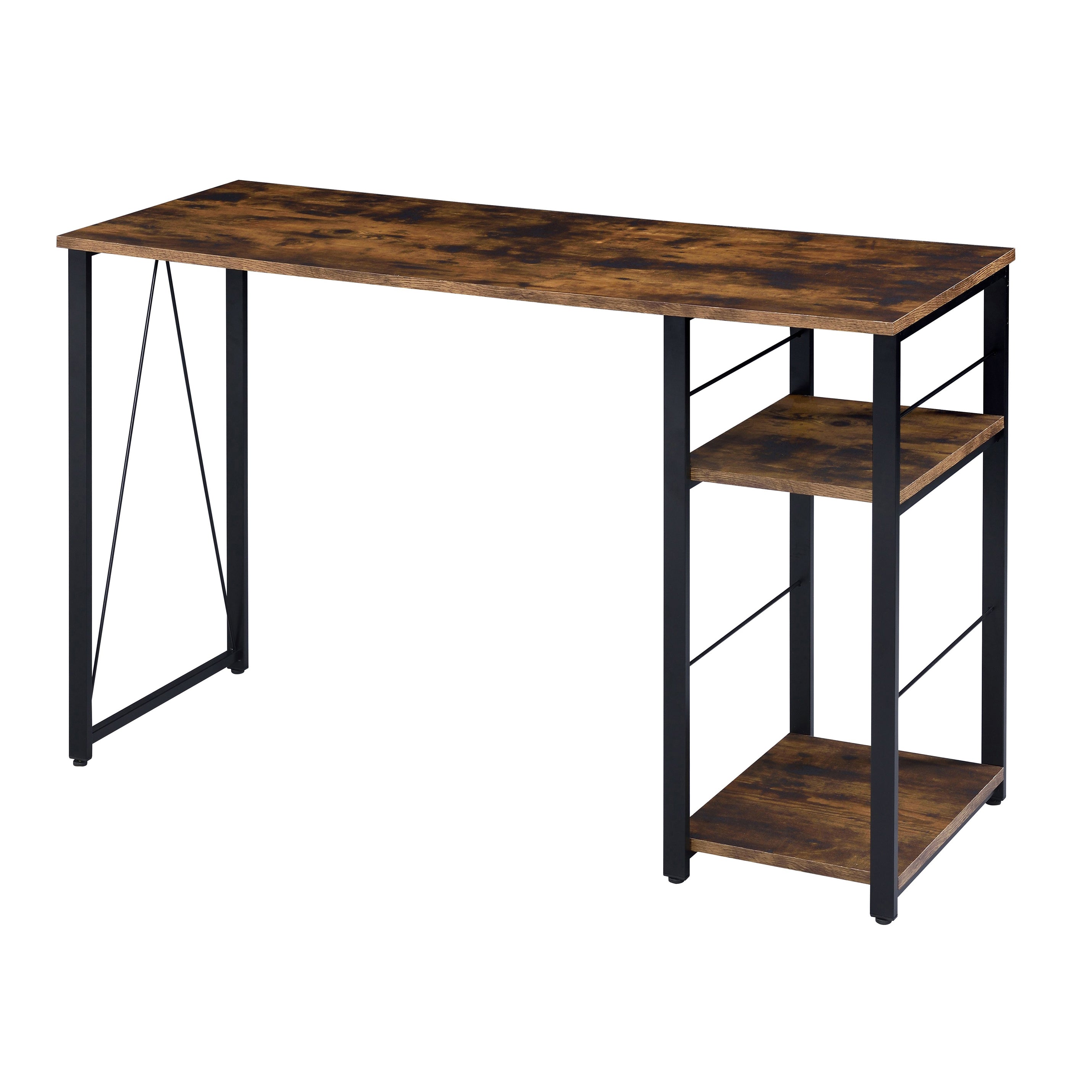 Weathered Oak & Black 2-Shelf Writing Desk