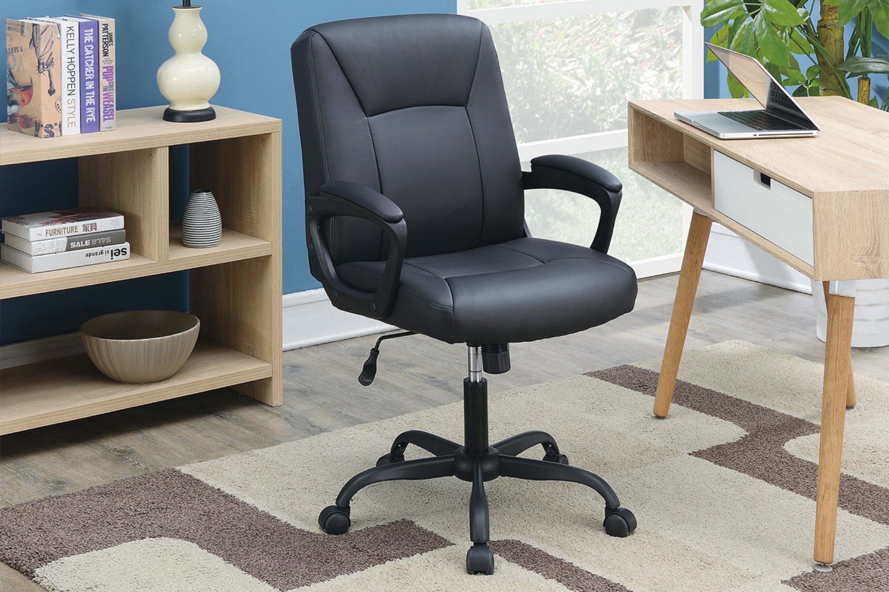 Relax Cushioned Office Chair, Black Faux Leather, Adjustable