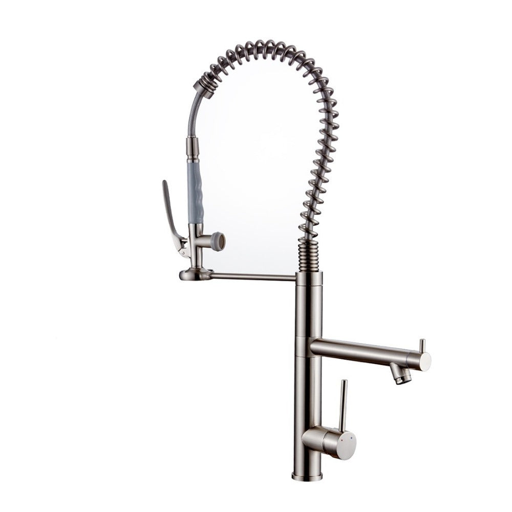 Brushed Nickel Kitchen Faucet with Pull-Down Sprayer