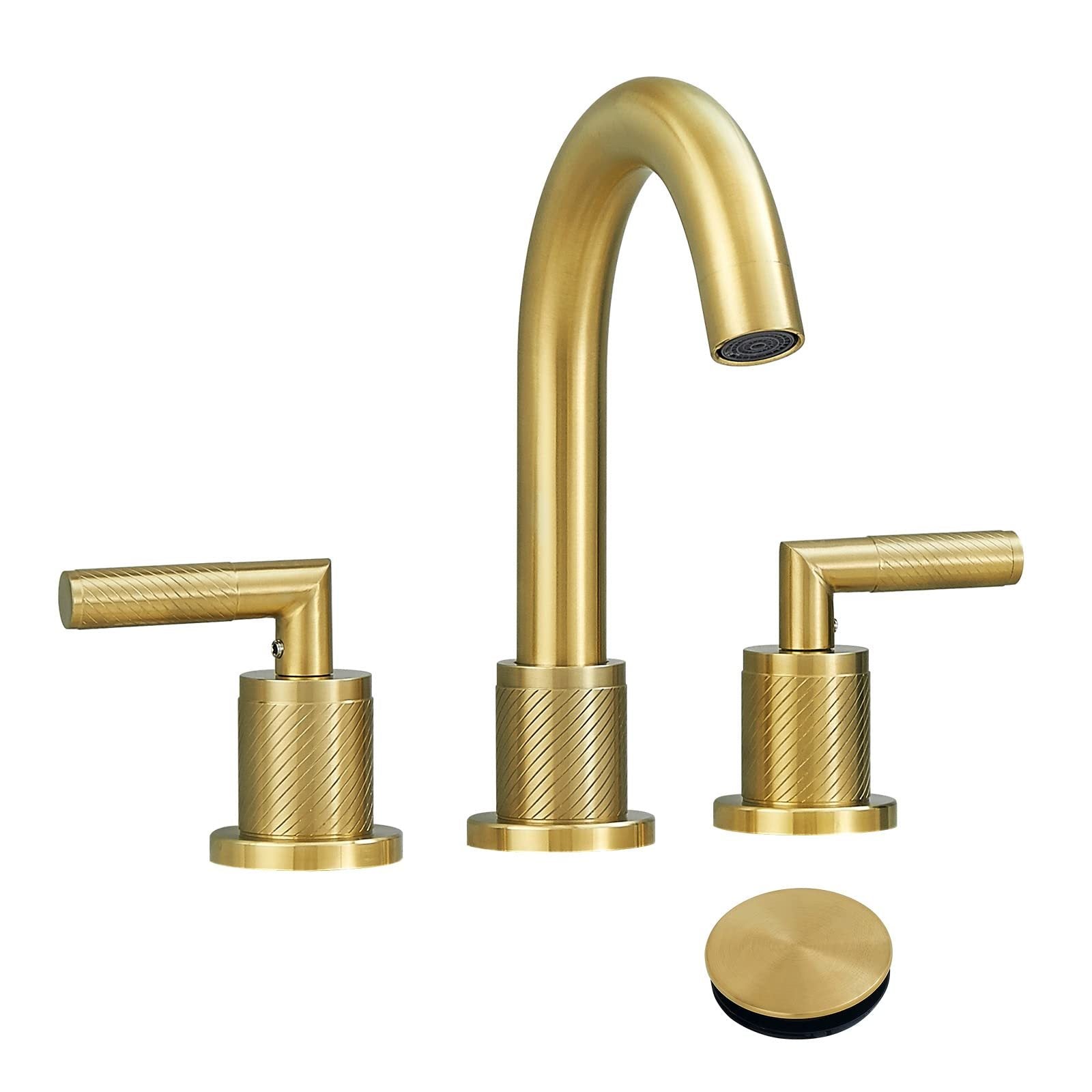Brushed Gold Bathroom Faucet: 8" Widespread