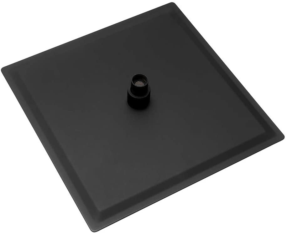 12" Black Rainfall Shower Head: Wall/Ceiling Mount