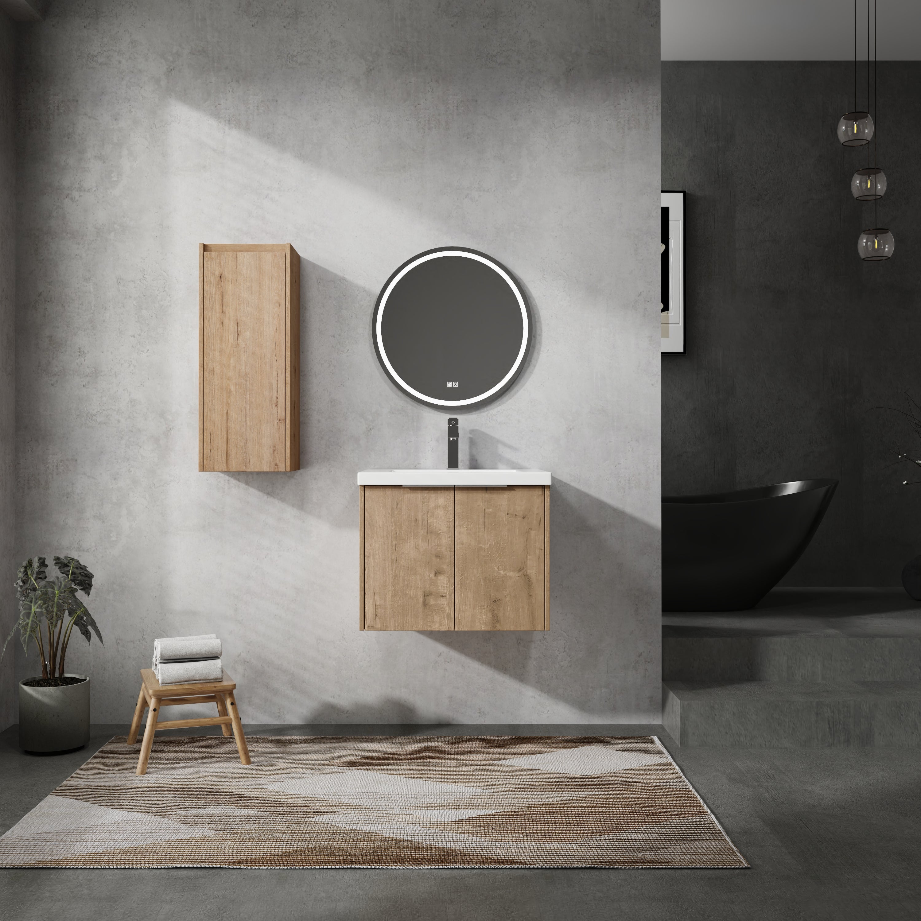 Wall-Mounted Bathroom Vanity with Sink & Cabinet