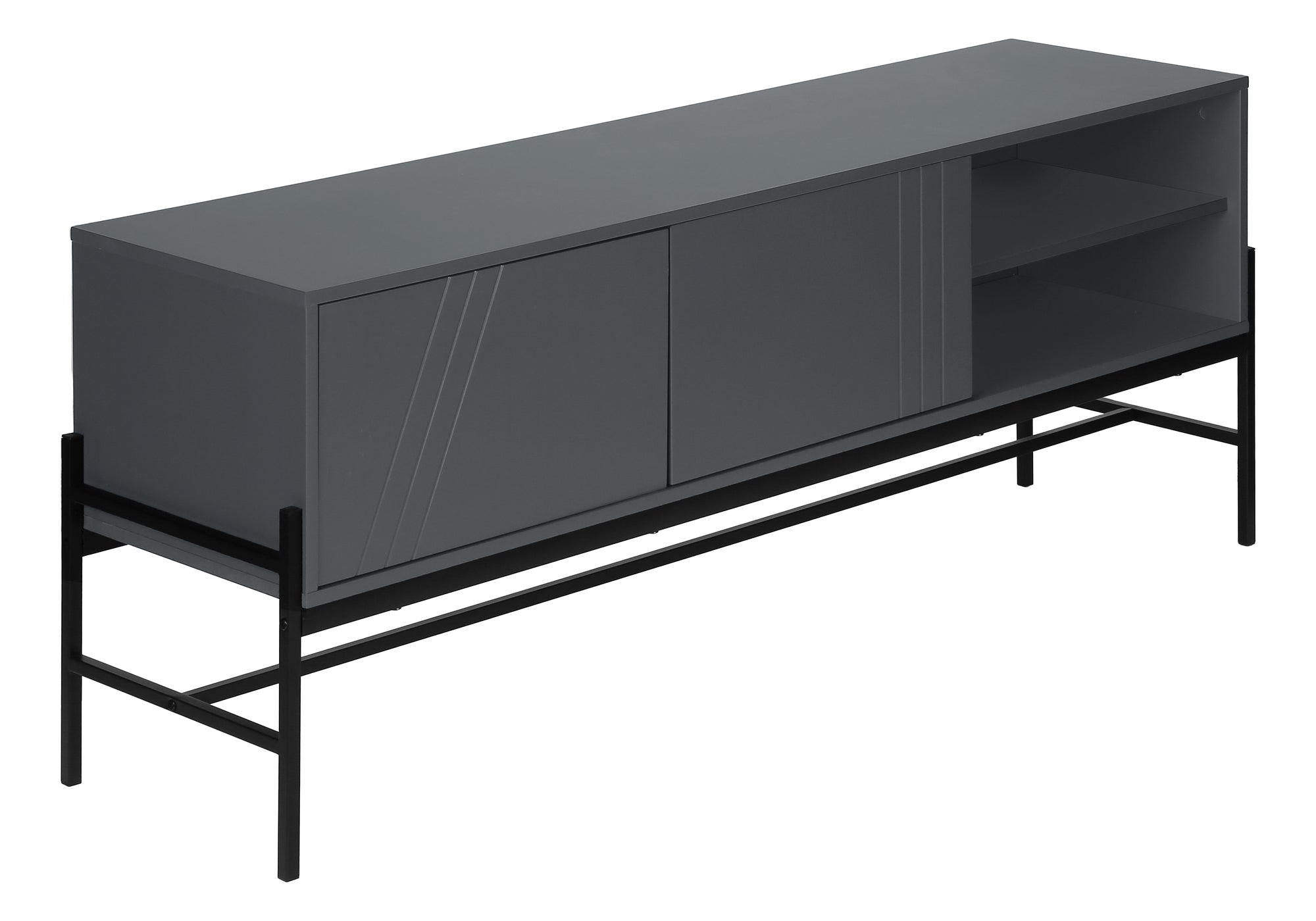 60" TV Stand Console | Modern Media Entertainment Center | Grey