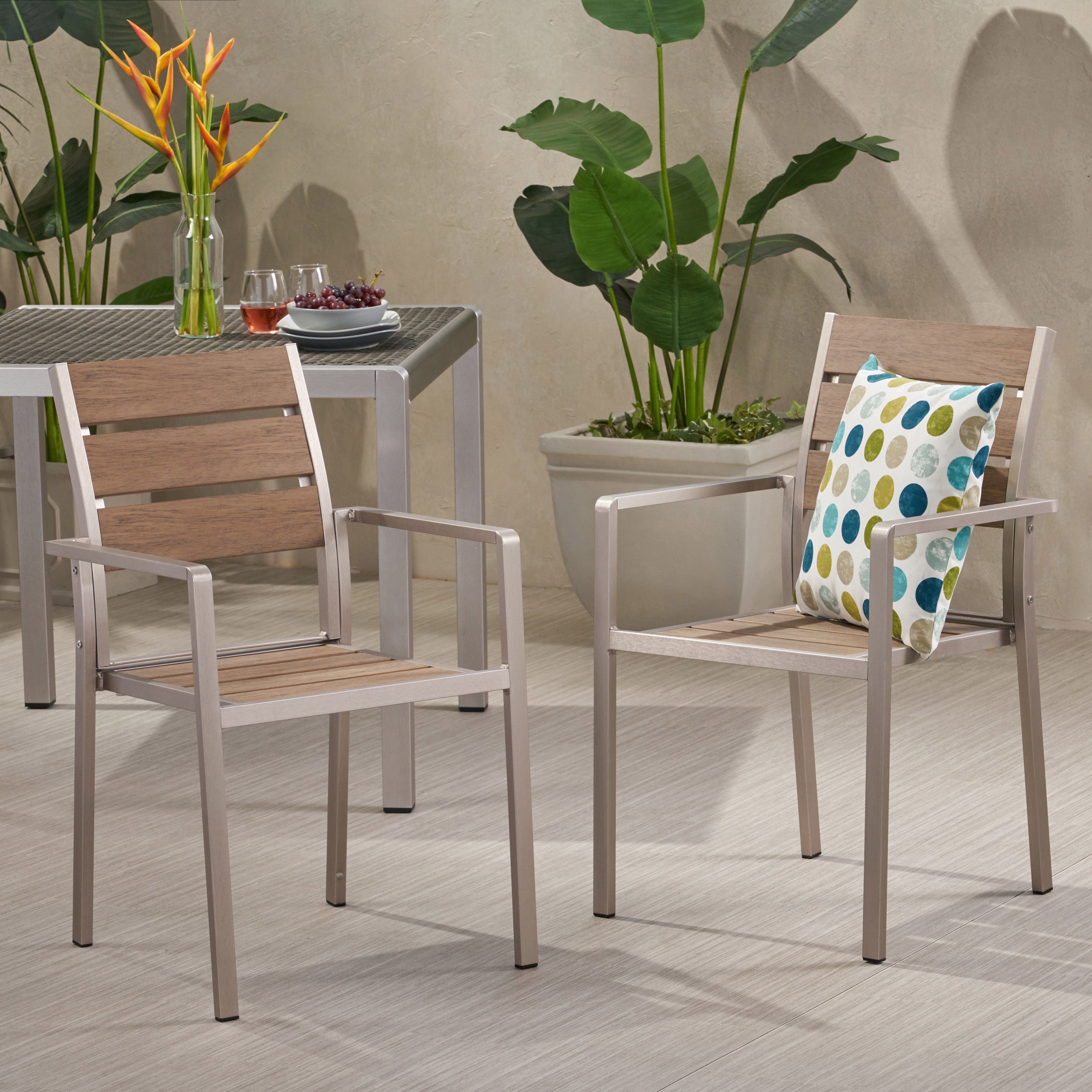 Modern Aluminum Dining Chairs (Set of 2)