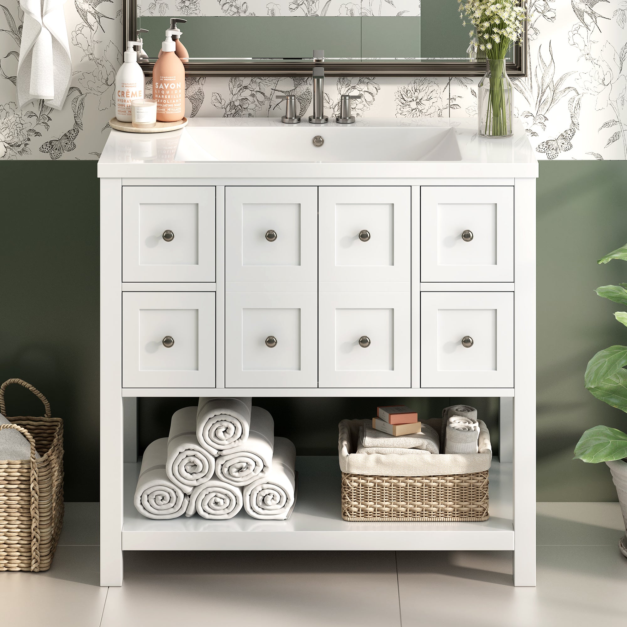 36" Bathroom Vanity with Sink & 4 Drawers