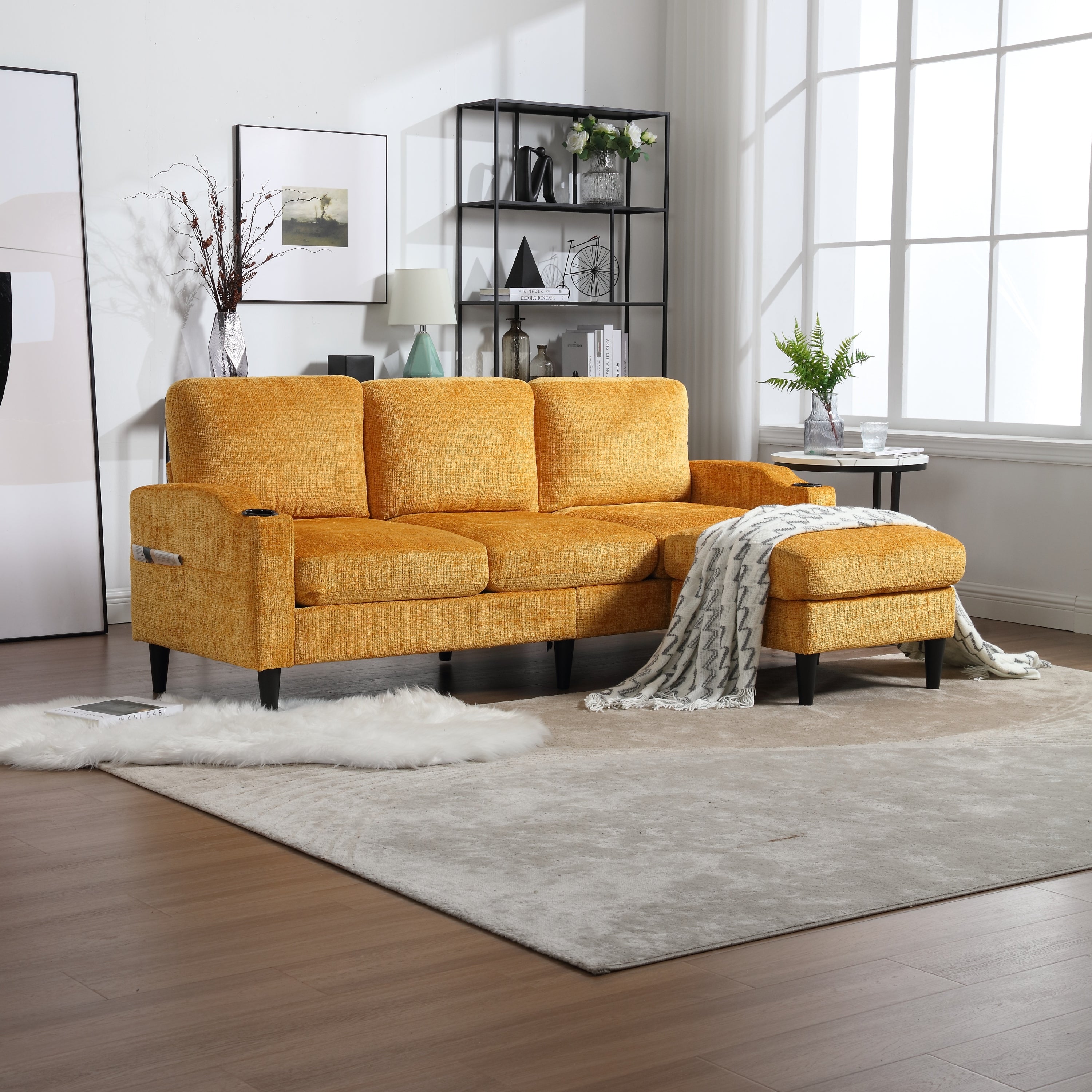 Cozy 3-Seater Chenille Sofa w/Storage