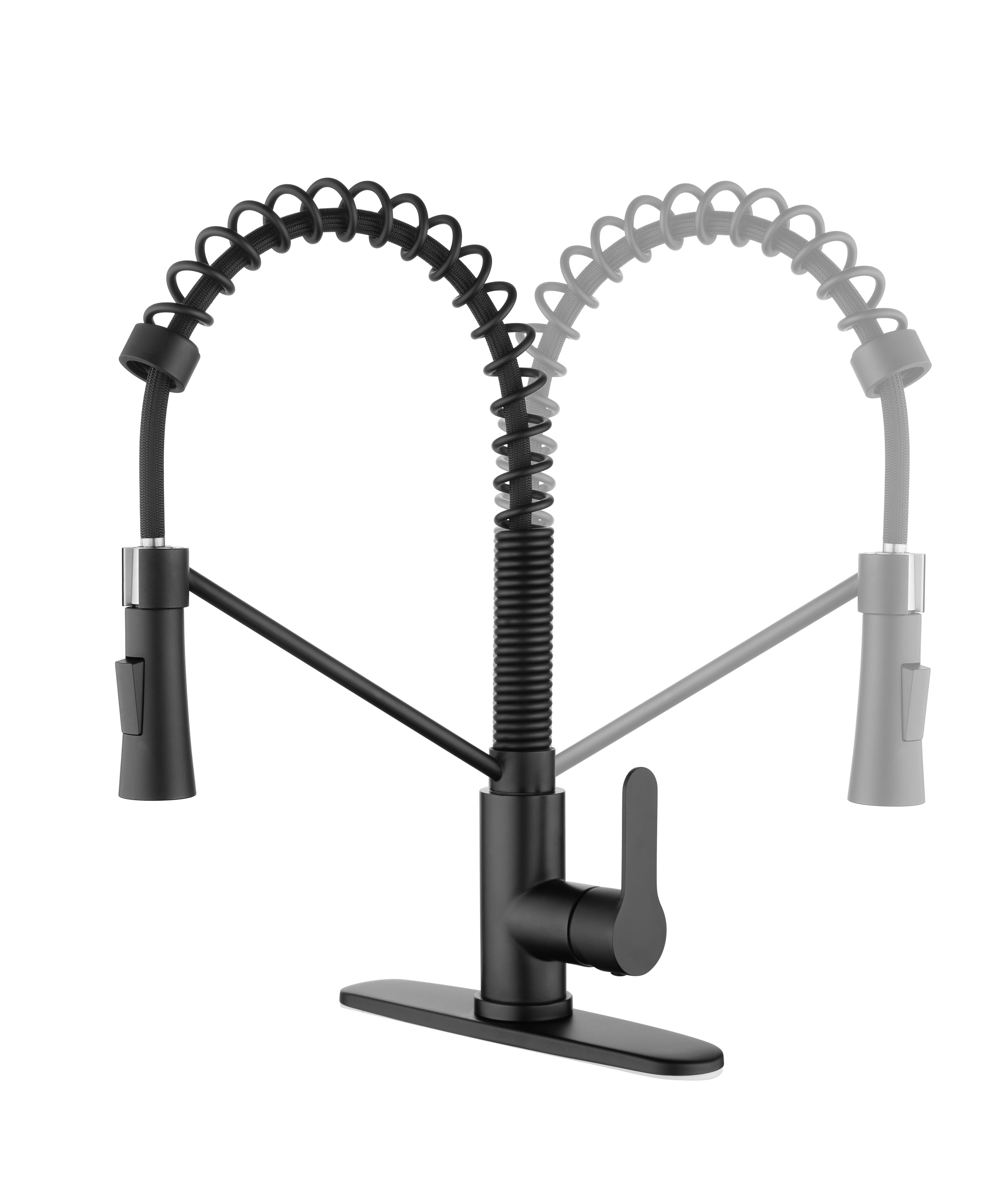 Matte Black Kitchen Faucet with Pull-Down Sprayer