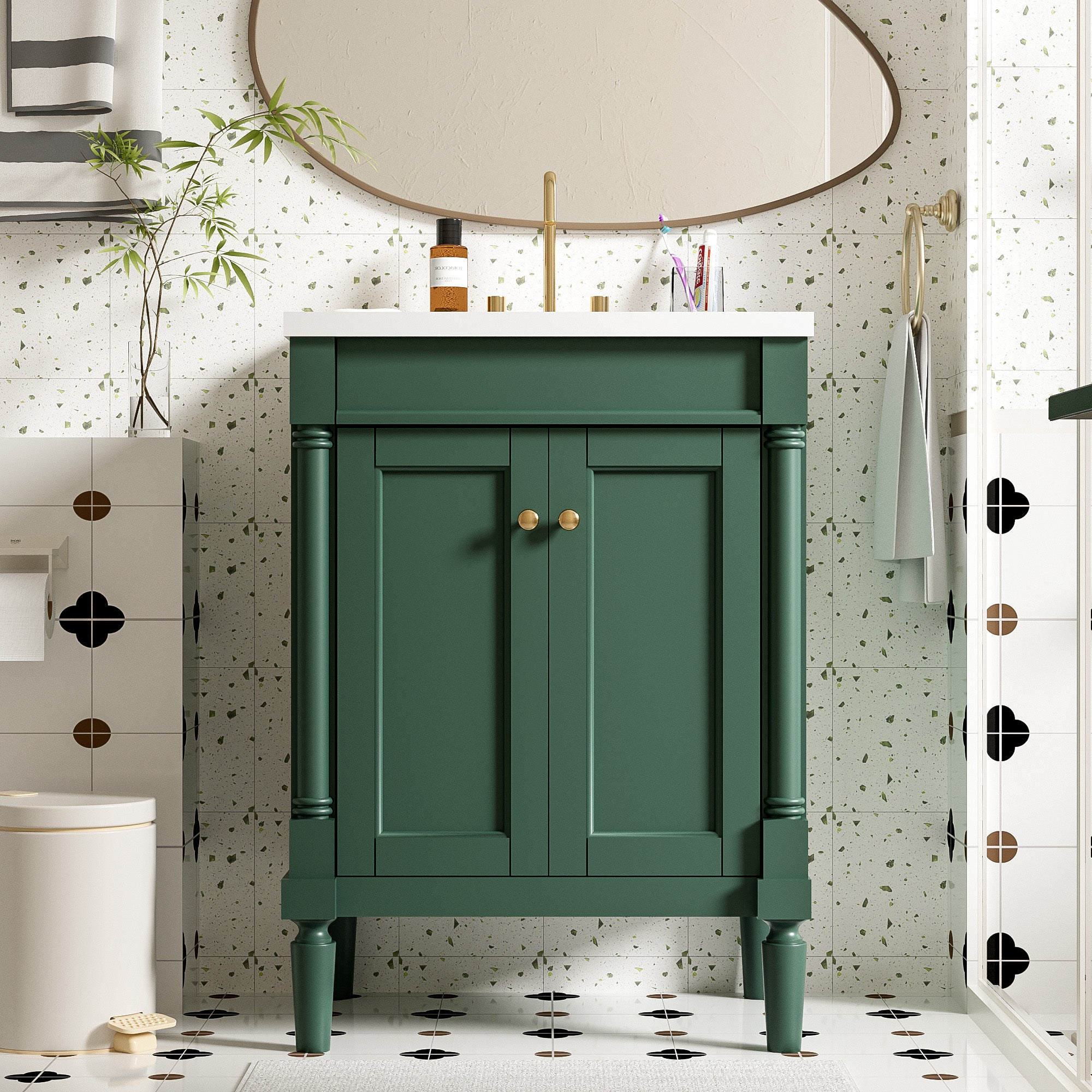 24" Modern Bathroom Vanity with Double Storage