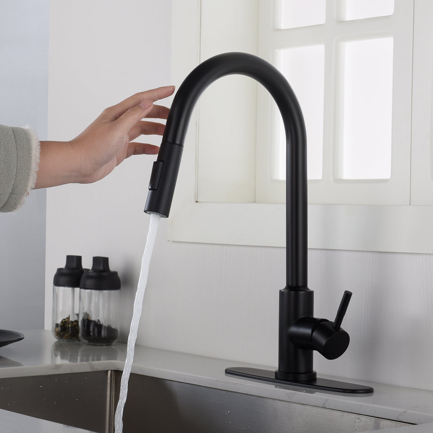 Pull-Down Kitchen Faucet: Touch-Activated Sprayer