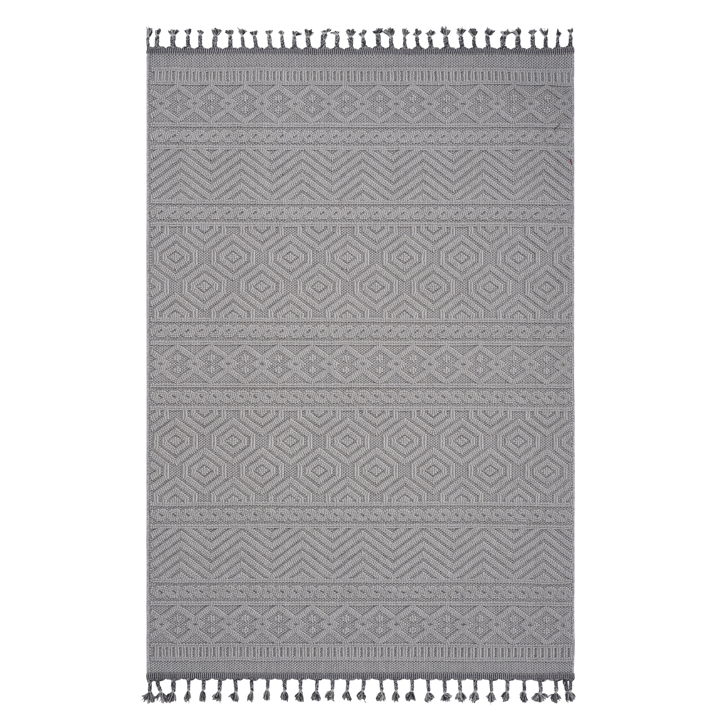 NAAR Guros Rug: 5x7 White Geometric Area Rug