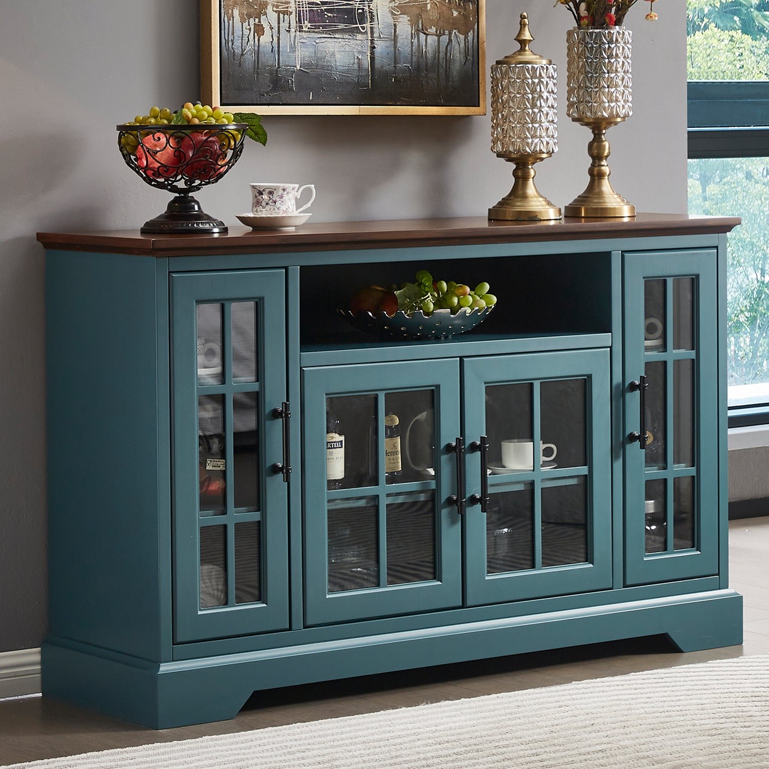 Buffet Table Sideboard: 4 Doors Storage
