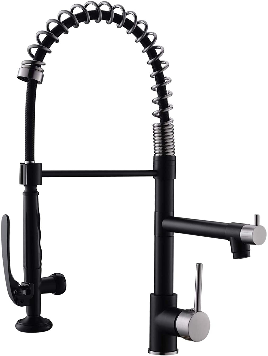 Black & Nickel Kitchen Faucet: Pull-Down Sprayer