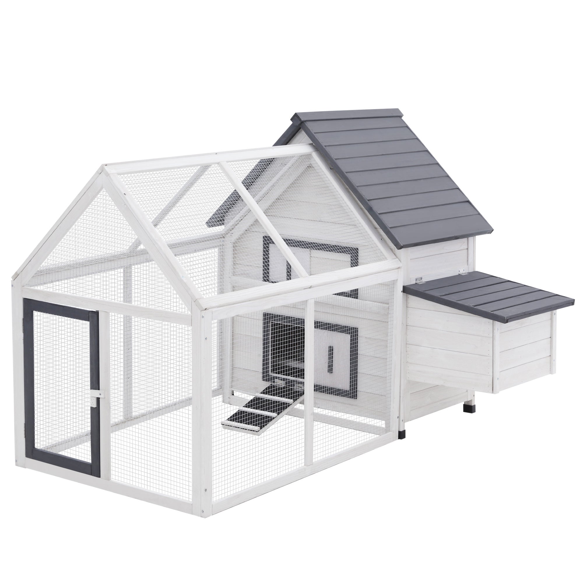 65" Wooden Chicken Coop with Run & Nesting Box