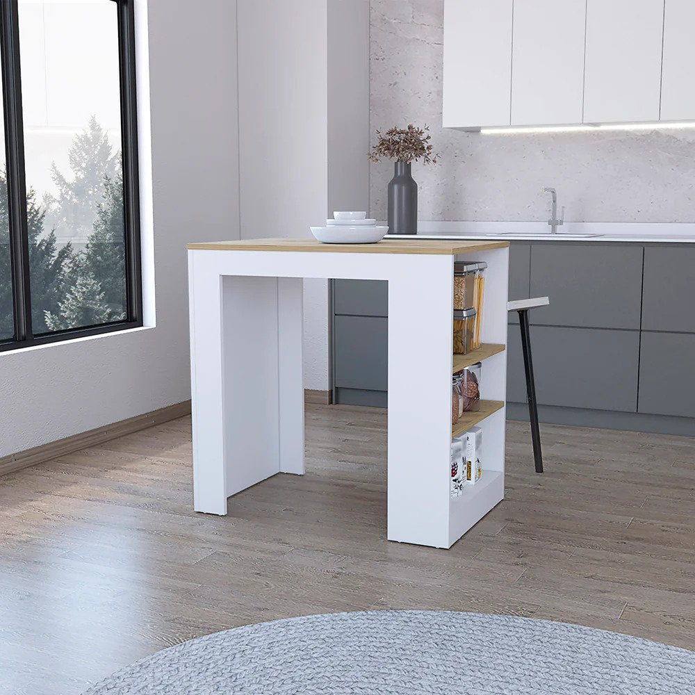 White & Macadamia Highlands Kitchen Island