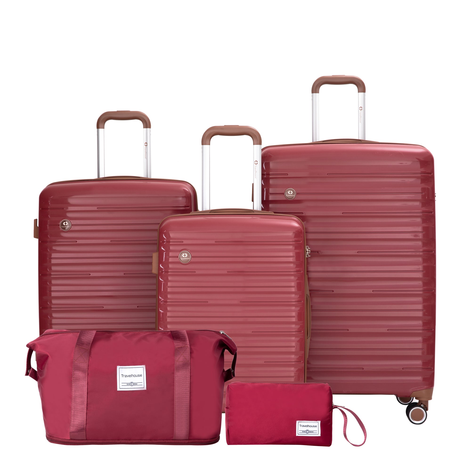 Wine Red Carry-On Luggage Set w/ TSA Lock