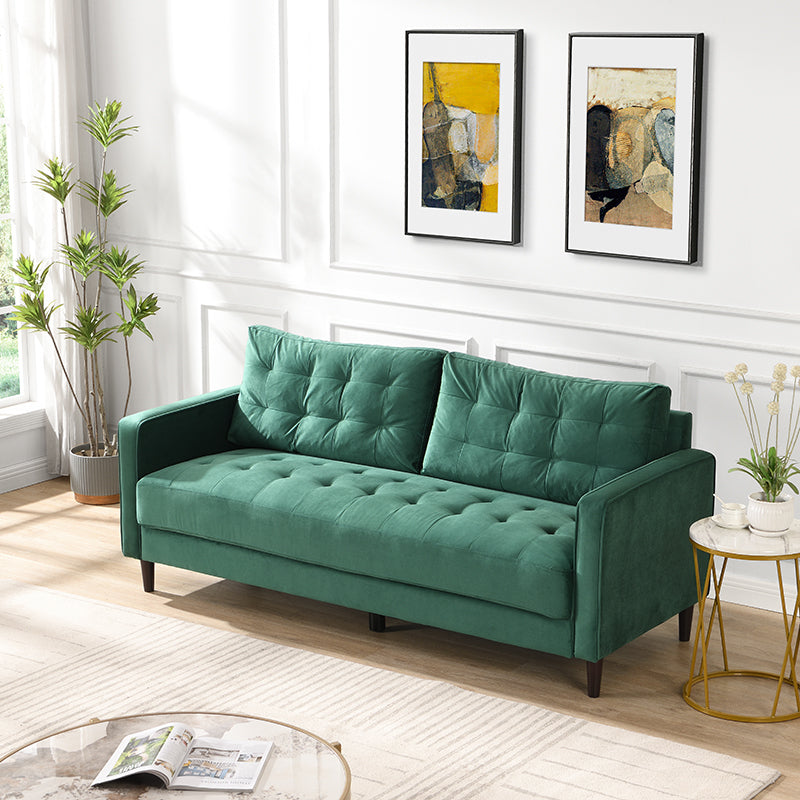 74" Green 3-Seater Sofa: Modern & Comfy