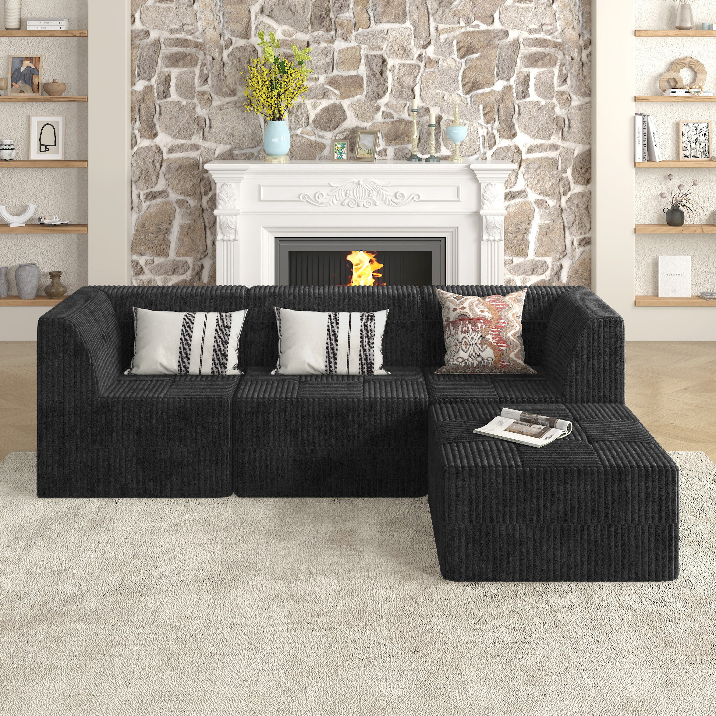 L-Shaped Modular Sectional Sofa: Space-Saving Design