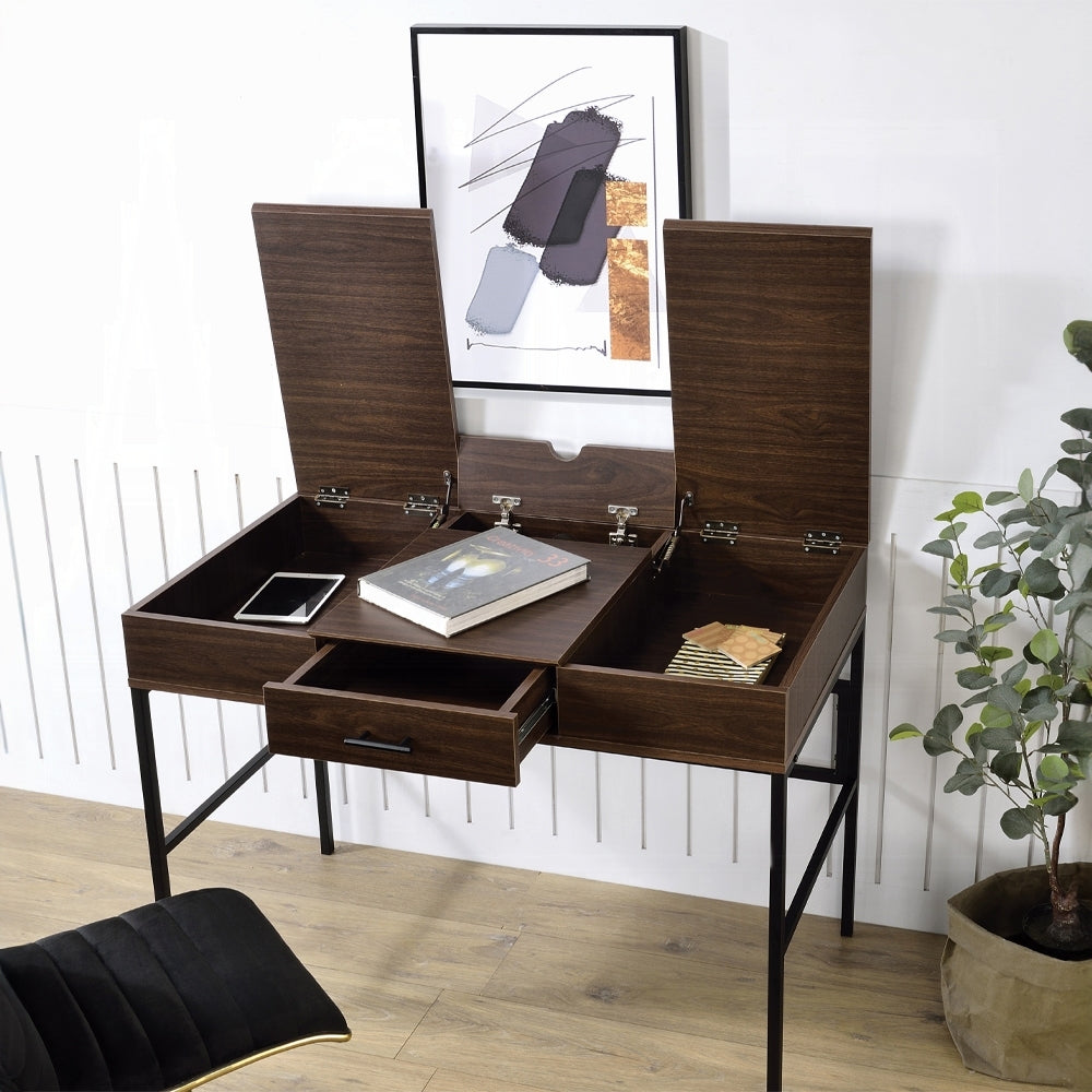 Oak & Black Writing Desk w/ USB Port