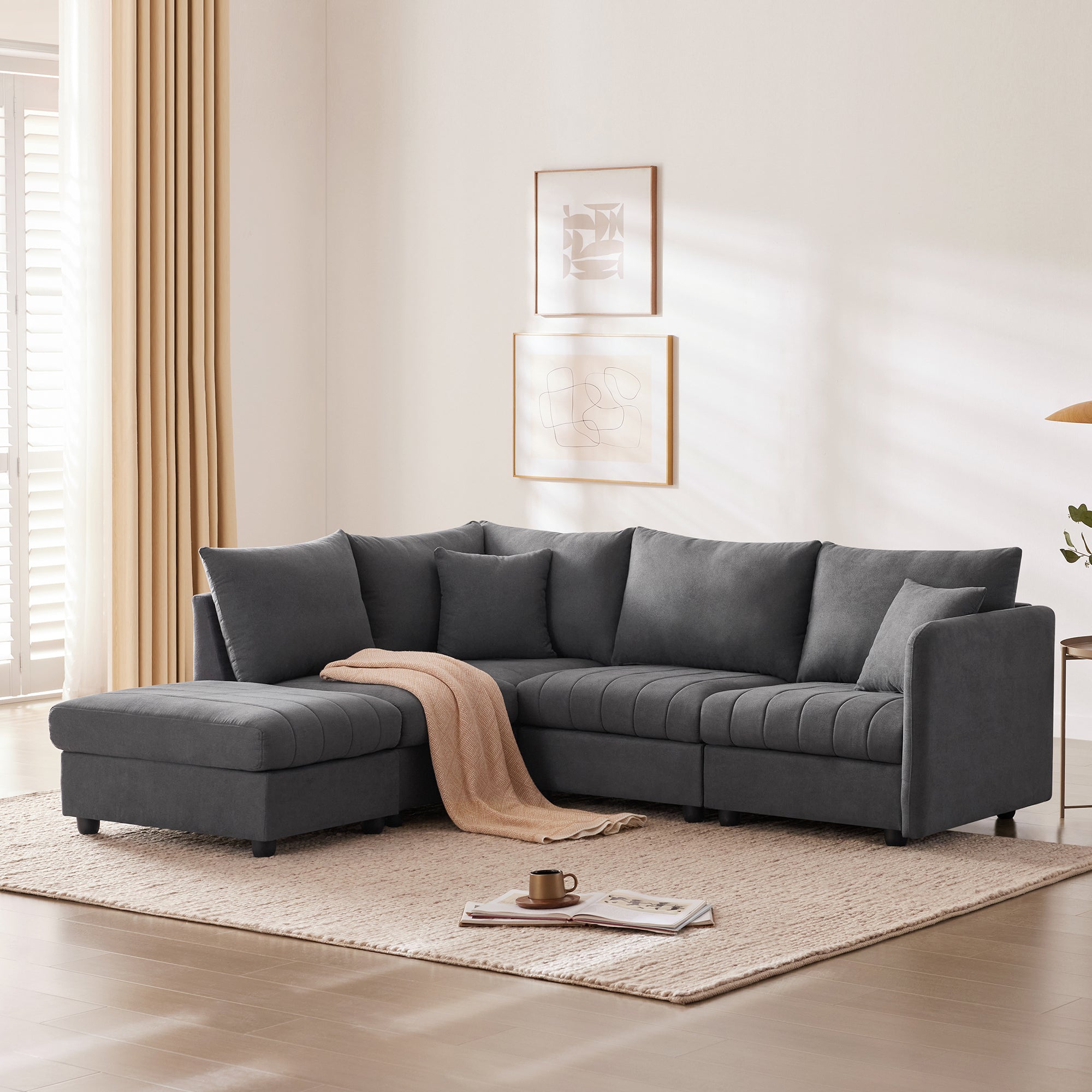 Modern Modular Sectional Sofa - 5 Seat Corner Couch