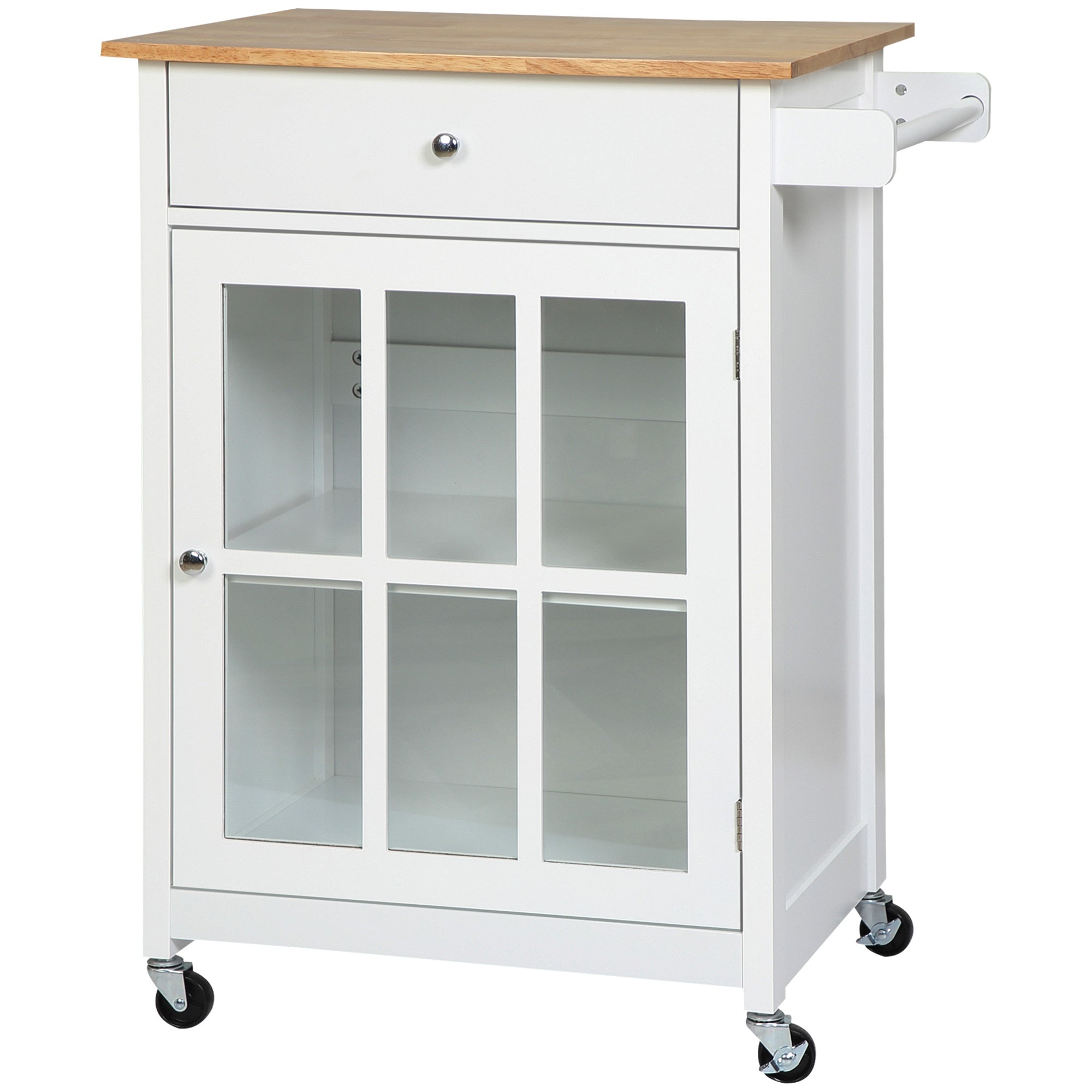 Kitchen Island Cart: Rolling, White