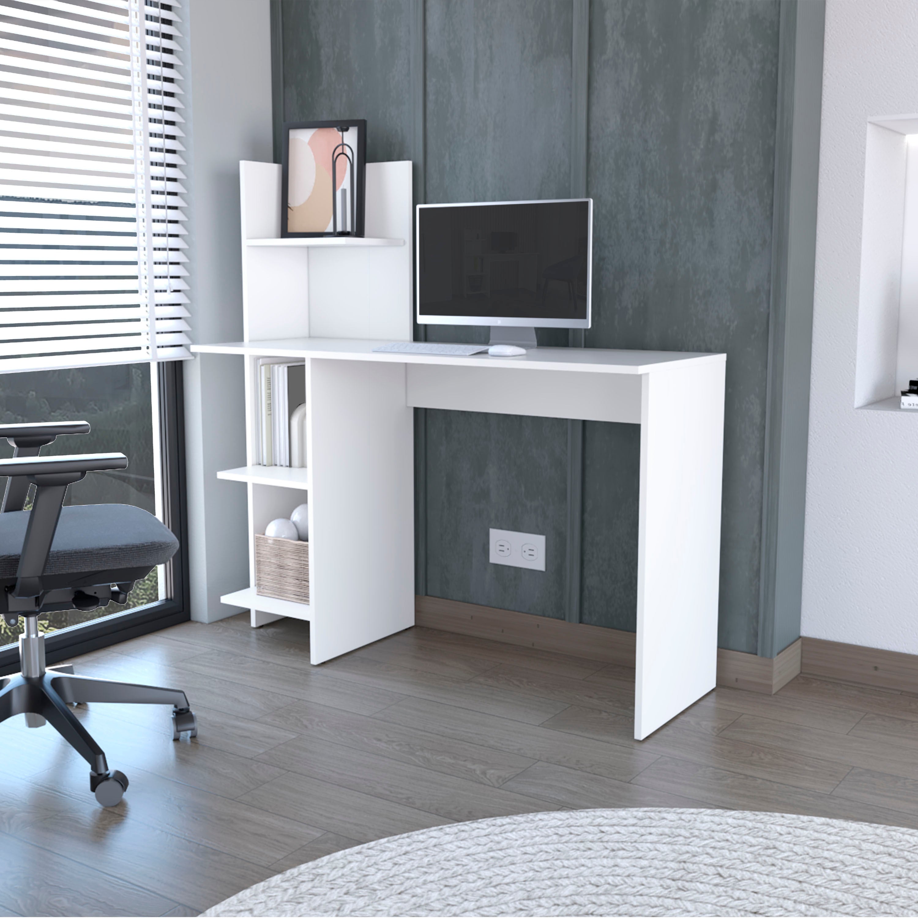 Tecoa Writing Desk w/ 4 Shelves | Modern Desk