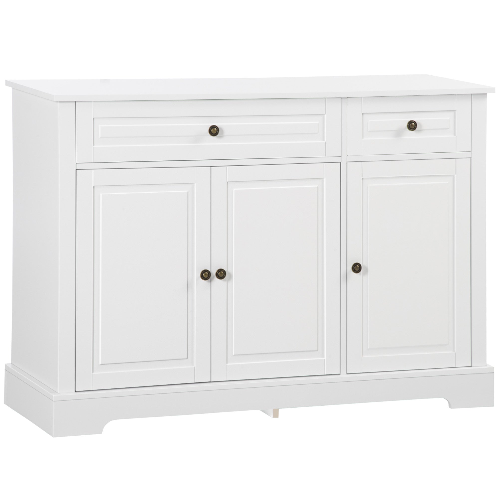 HOMCOM White Sideboard: 2 Drawers, Adjustable Shelves