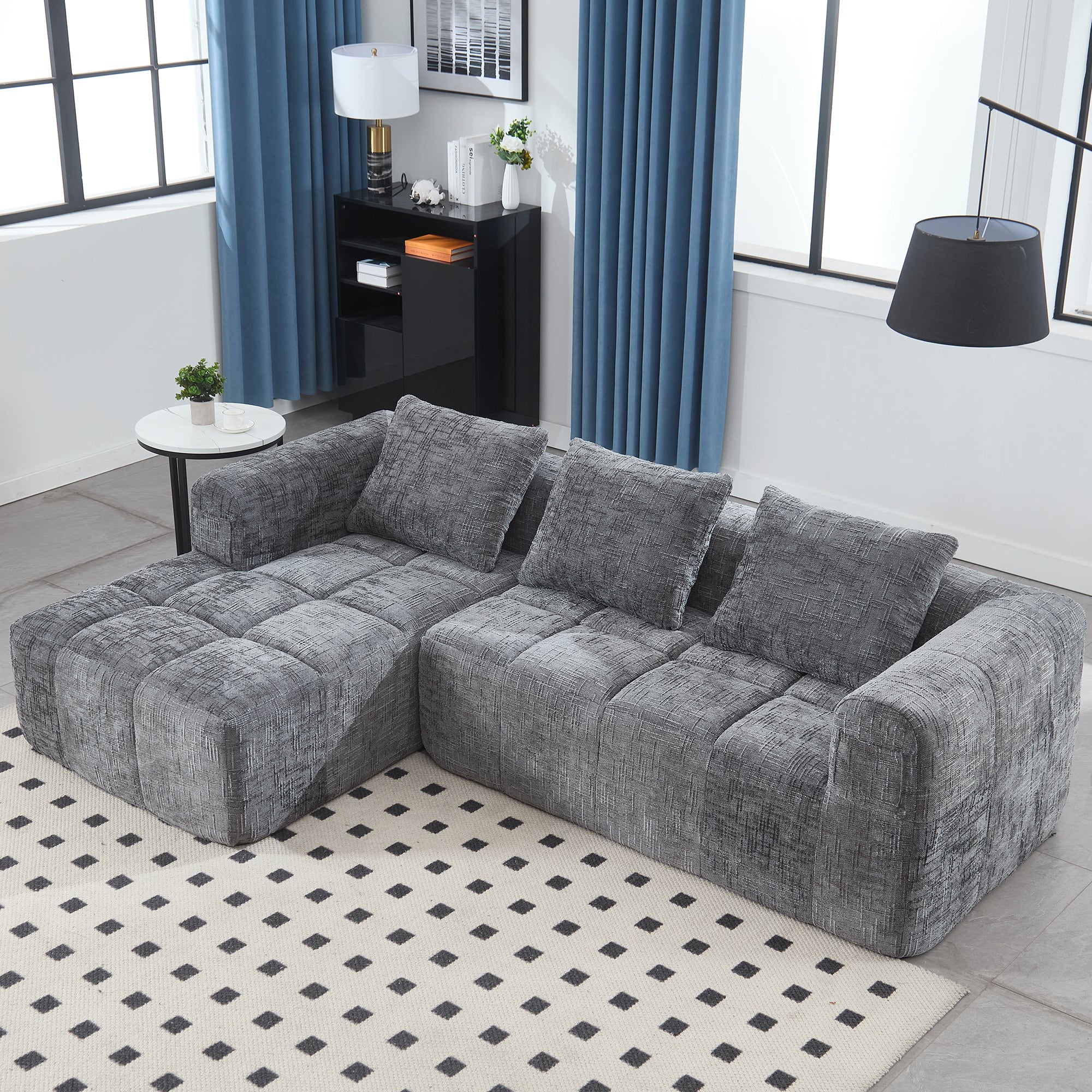 Modular Sectional Sofa: 98" L-Shape Chaise