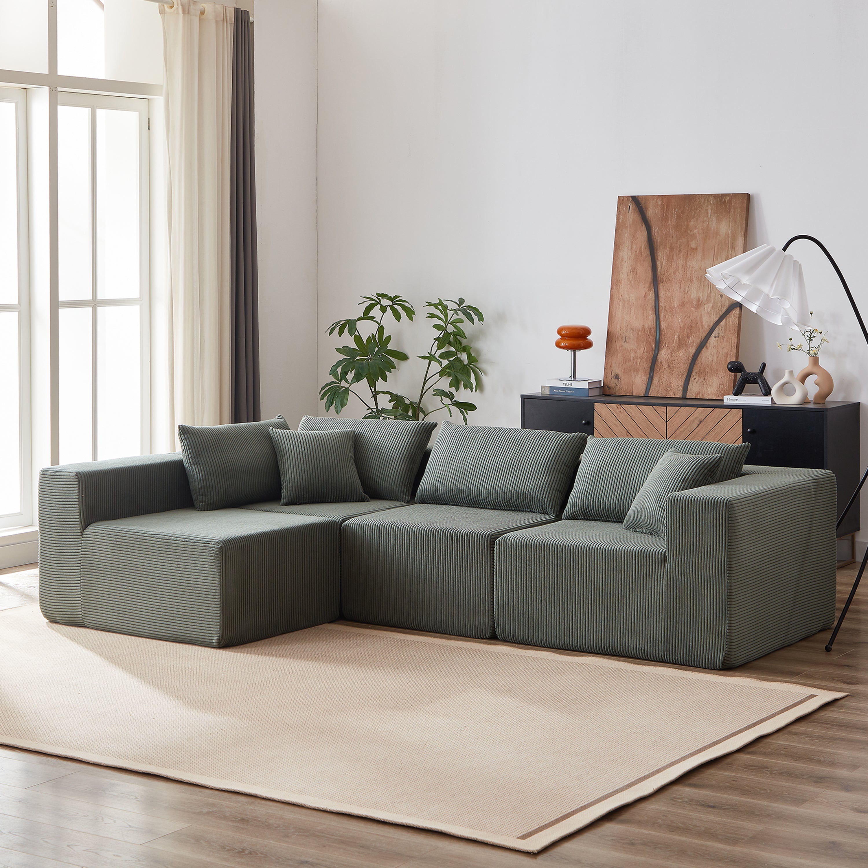 Luxury 104" L-Shaped Sectional Sofa Set