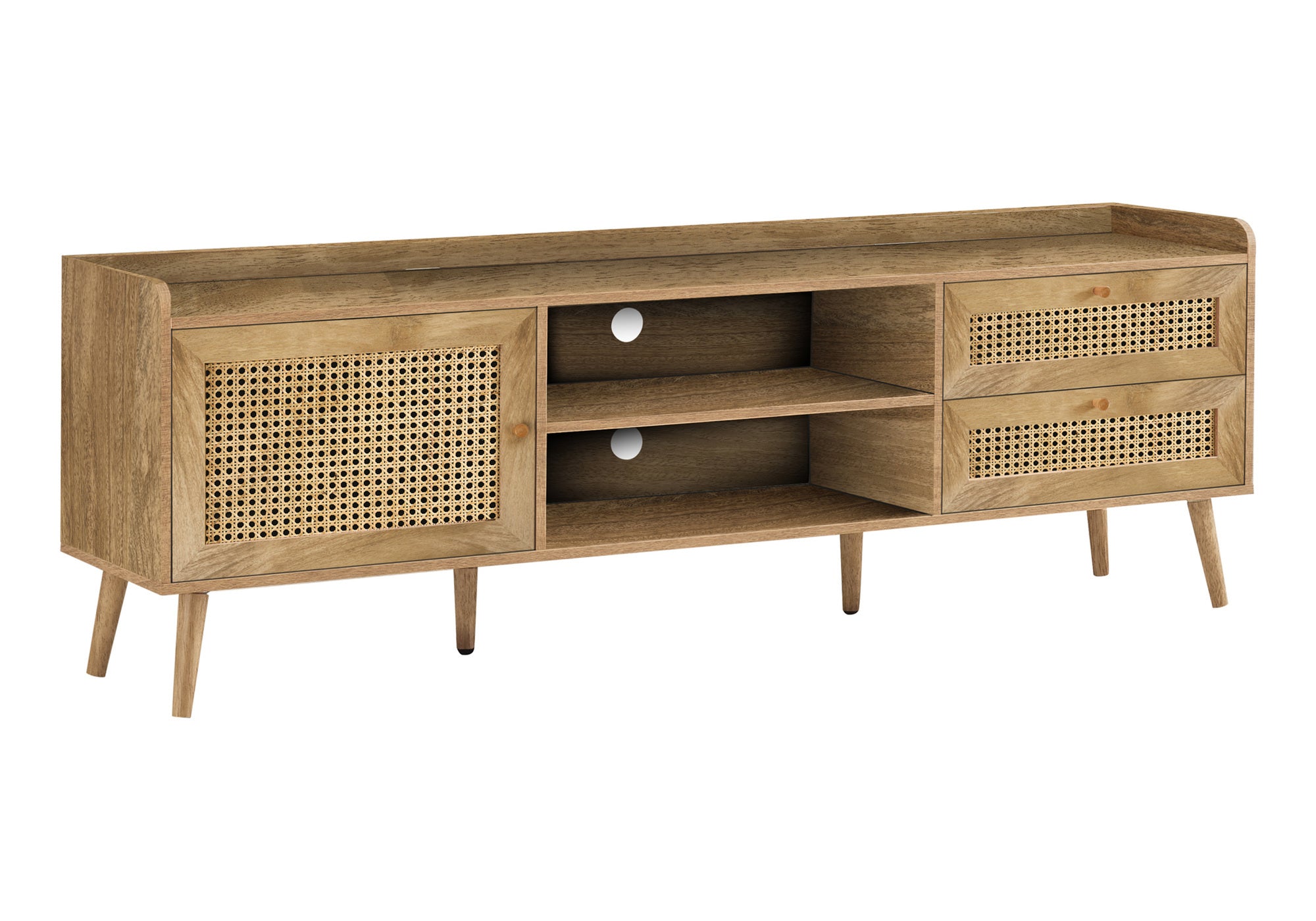 72" TV Stand Console, Walnut Media Entertainment Center