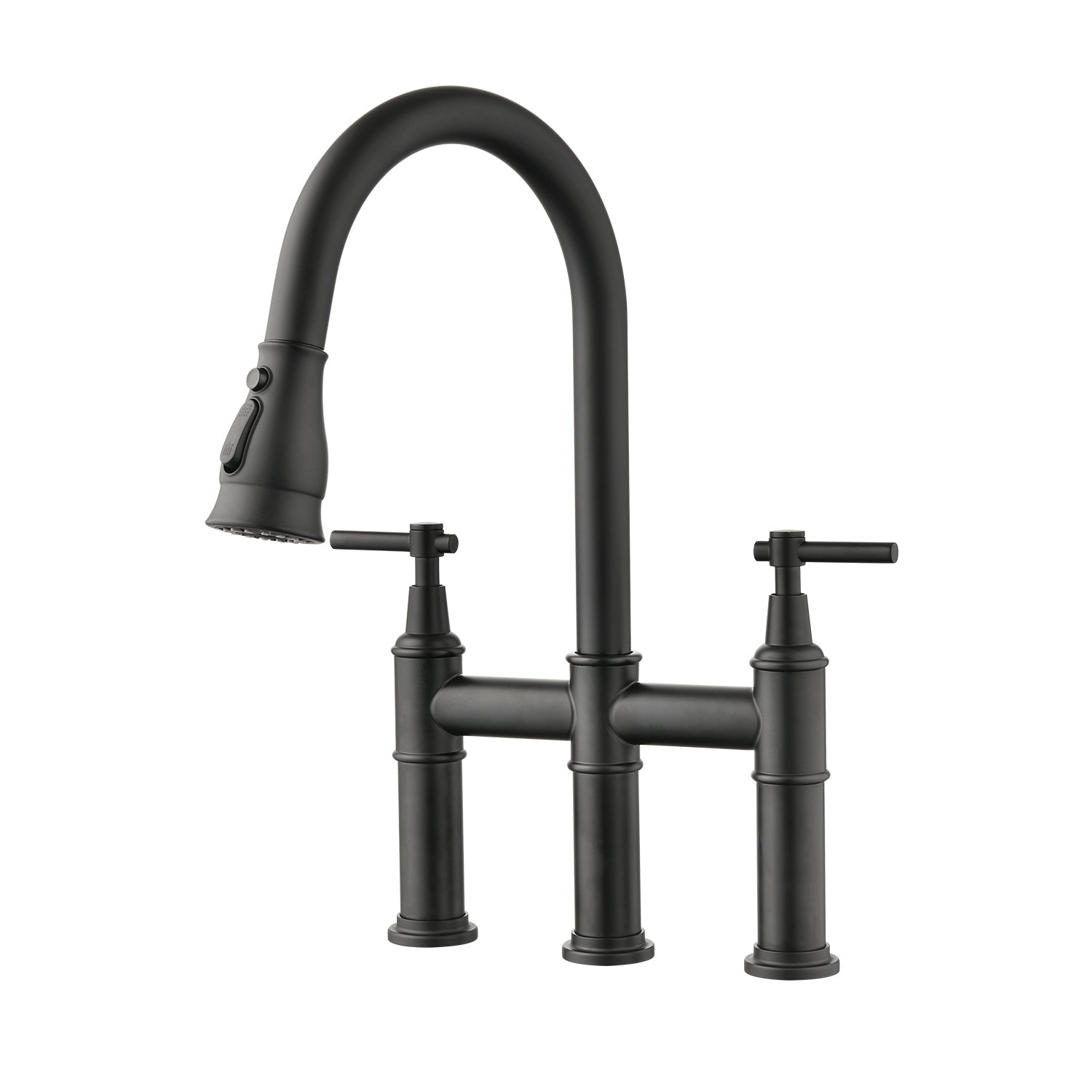 Double Handle Kitchen Faucet w/ Pull-Down Sprayer