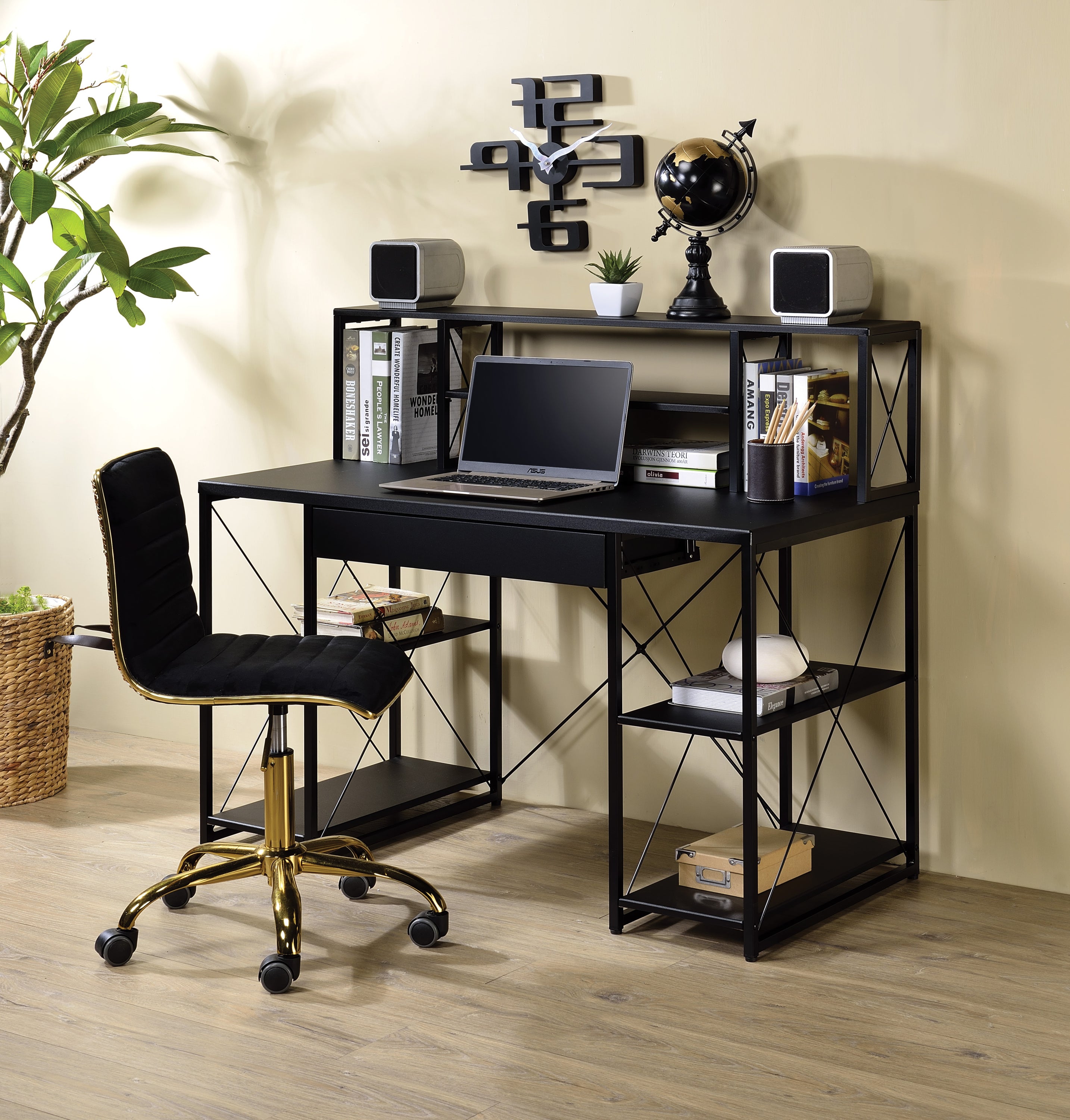 Amiel Black Writing Desk | Modern Home Office Desk
