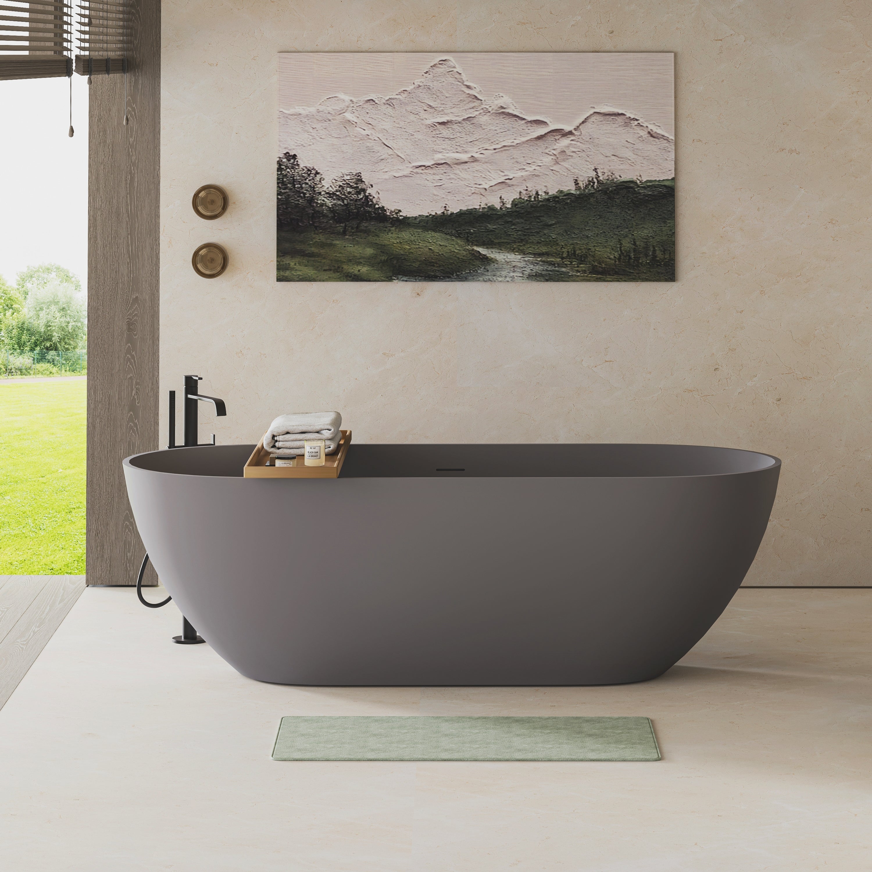 Luxury 63" Stone Resin Freestanding Bathtub
