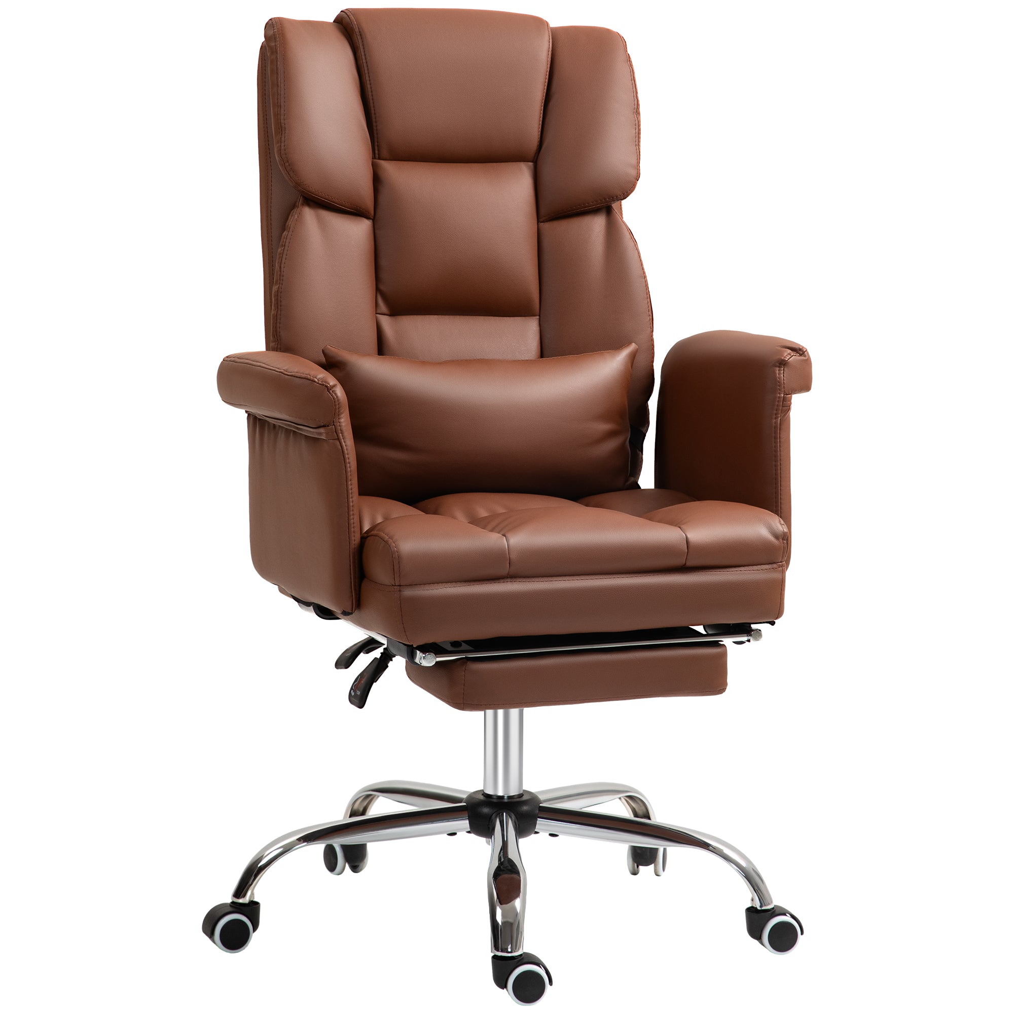 Executive Office Chair, Brown PU Leather, Reclining & Swivel