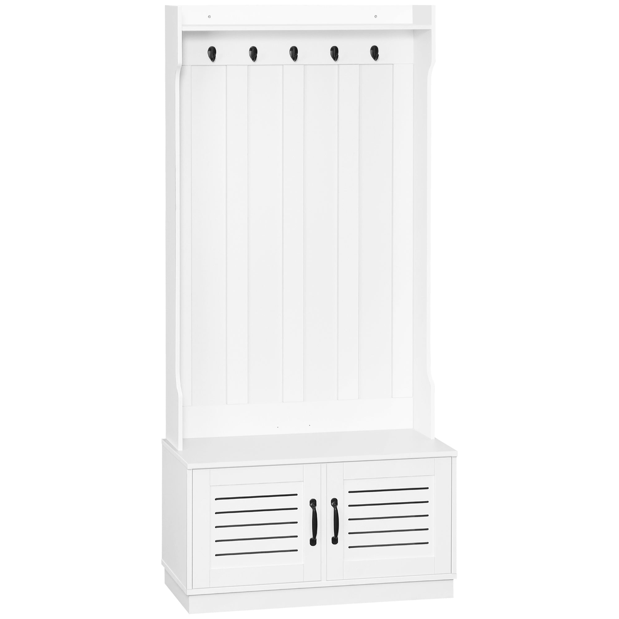 Hall Tree w/ Shoe Bench & Storage - White