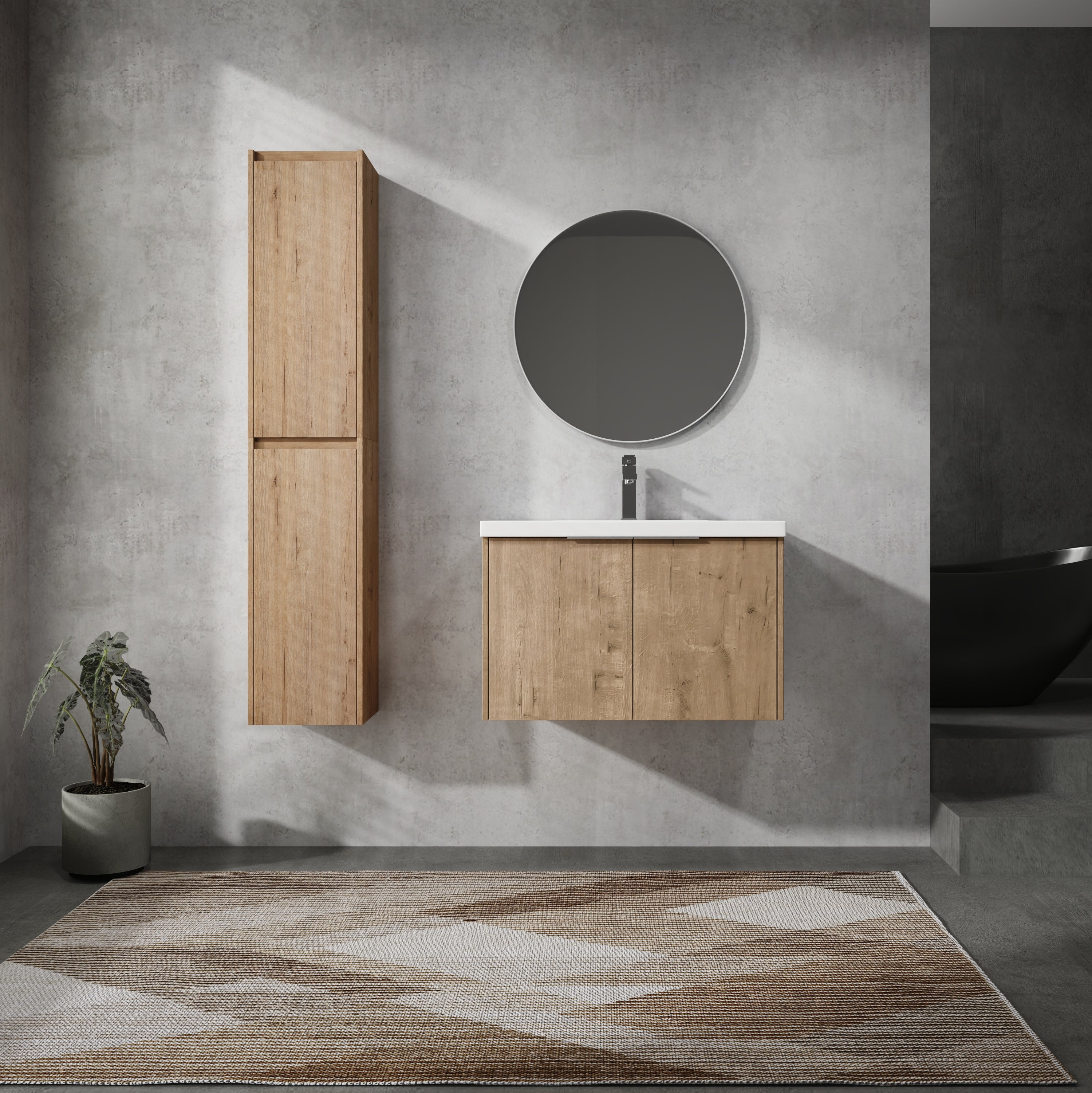 Wall-Mounted Bathroom Vanity with Sink & Cabinet