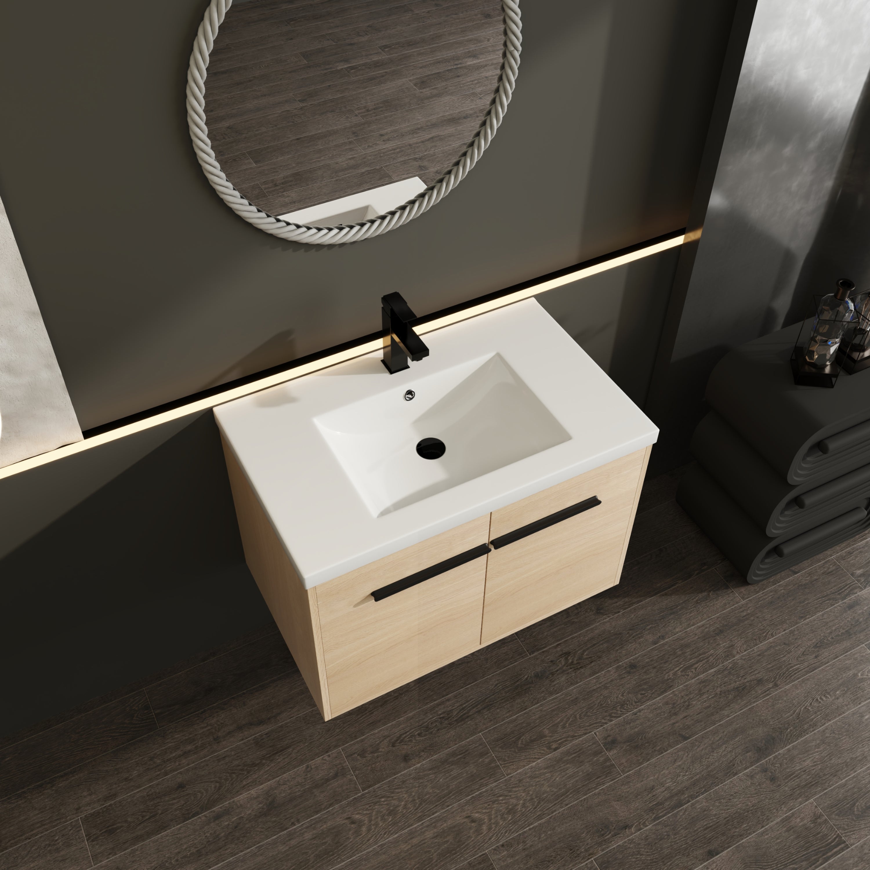 LEVISTAR 30" Oak Bathroom Vanity with Sink