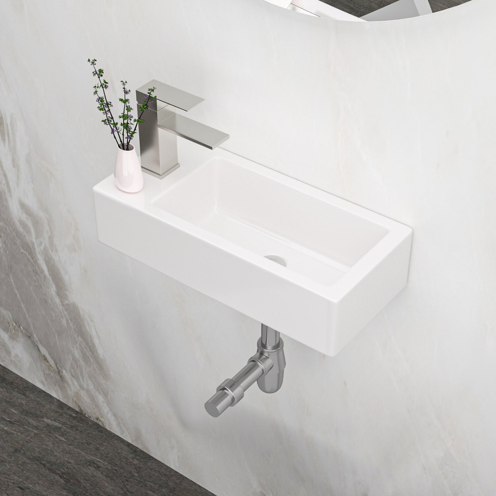 White Ceramic Rectangle Bathroom Sink - 14.57x7.28"