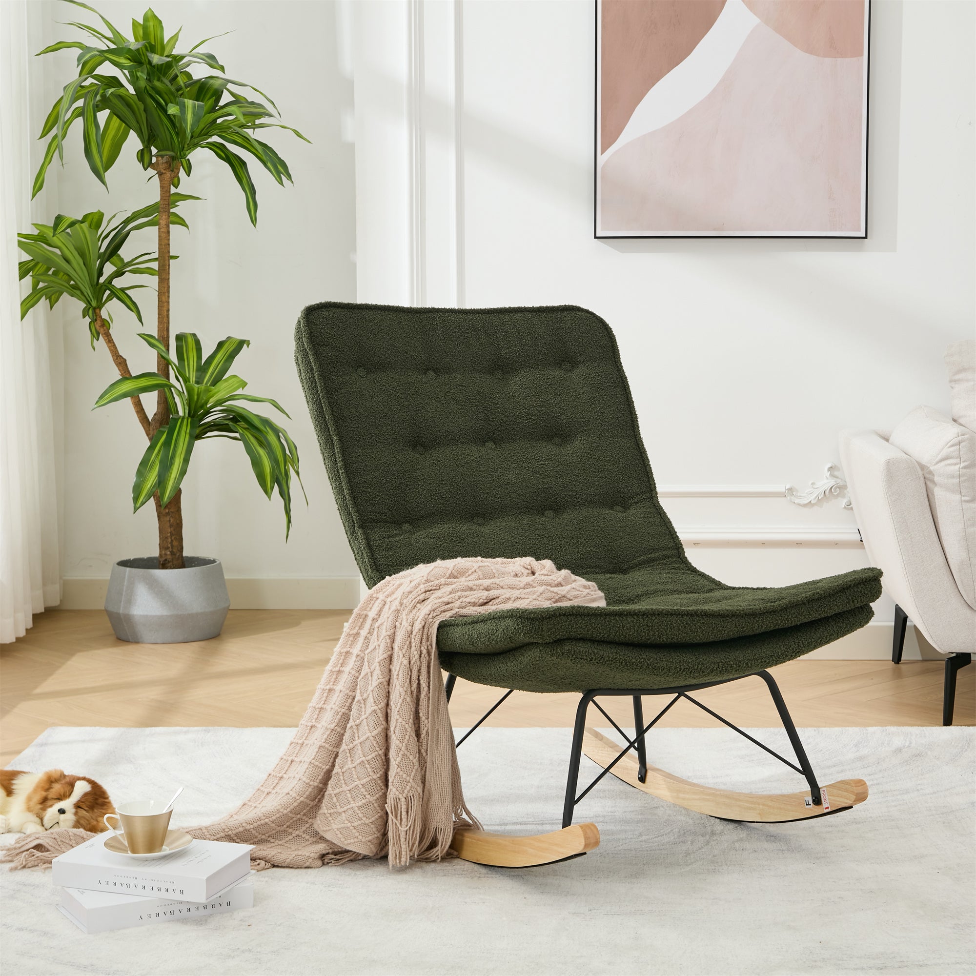 Dark Green Rocking Chair: Comfy Lounge Chair for Living Room