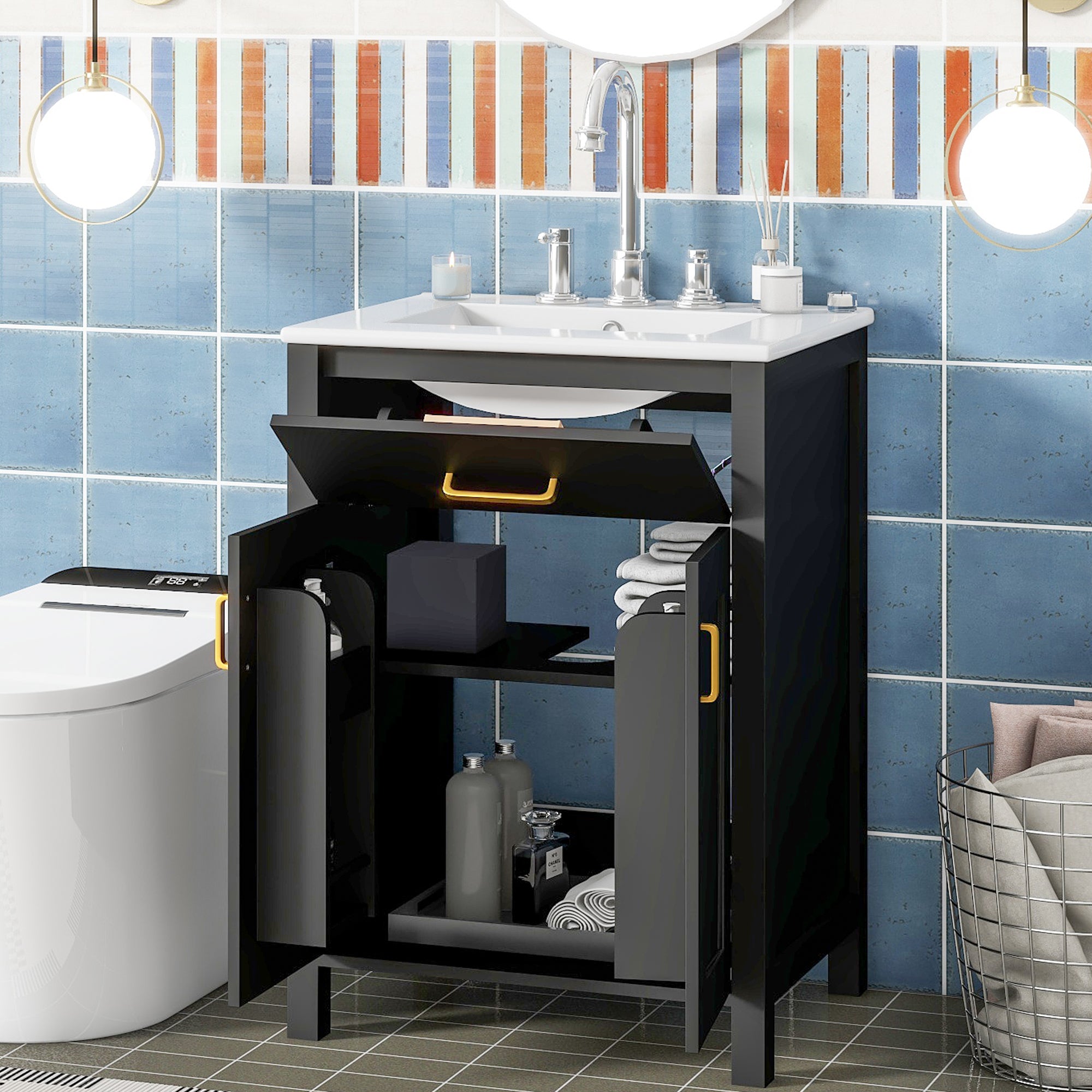 Space-Saving 24" Bathroom Vanity with Sink